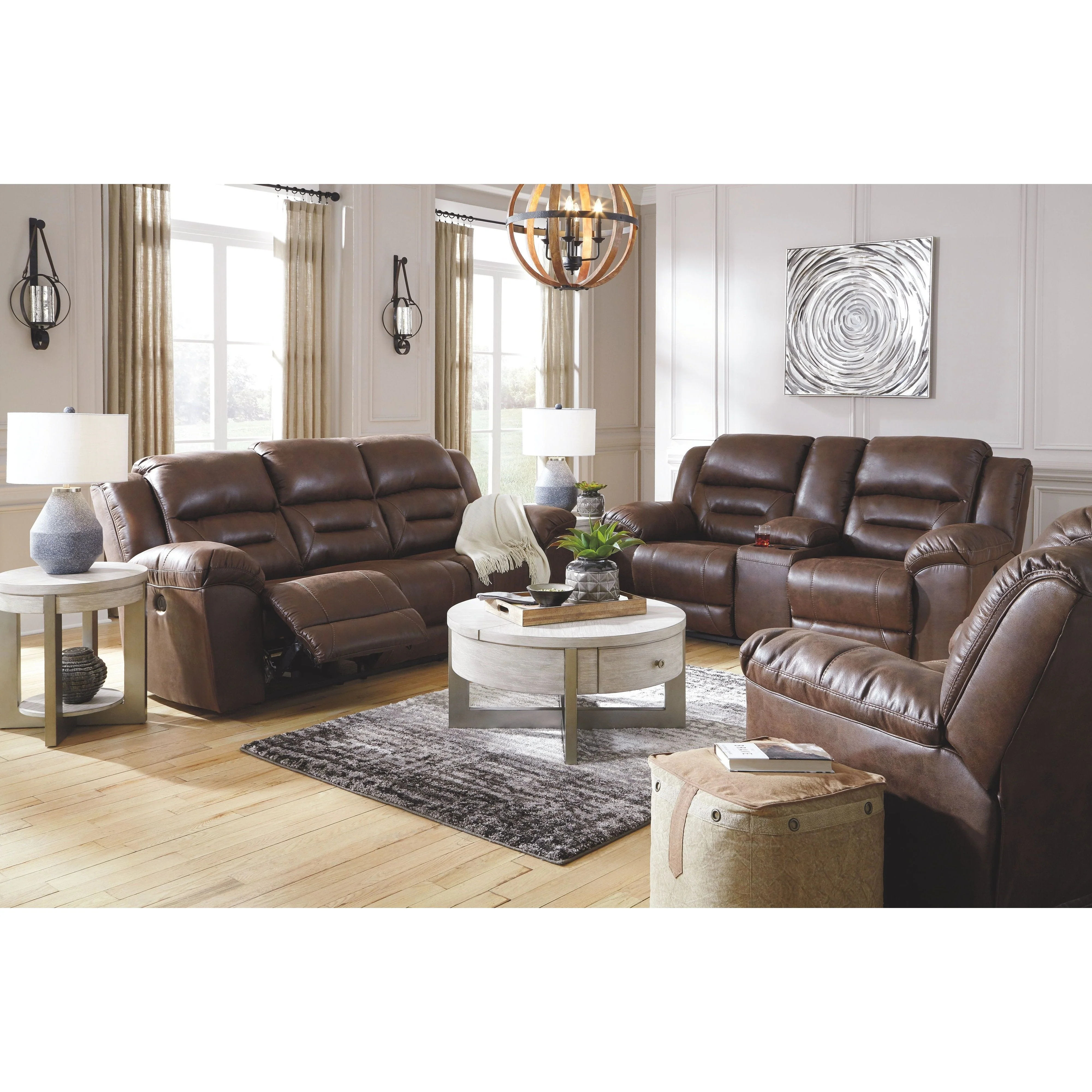 Ashley Stoneland Double Reclining Loveseat w/Console in Chocolate - Image 4