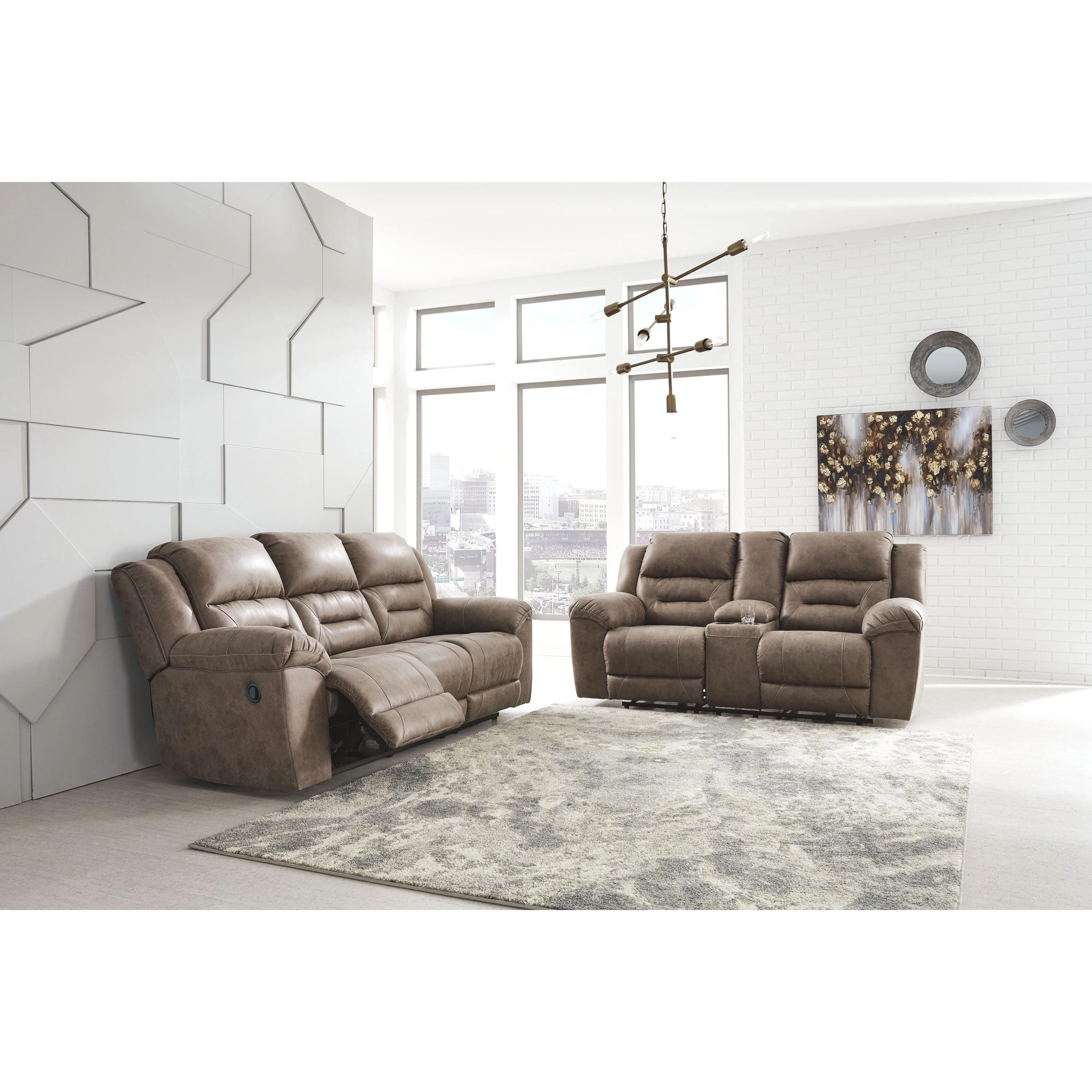 Ashley Stoneland Double Reclining Loveseat w/Console in Fossil - Image 103