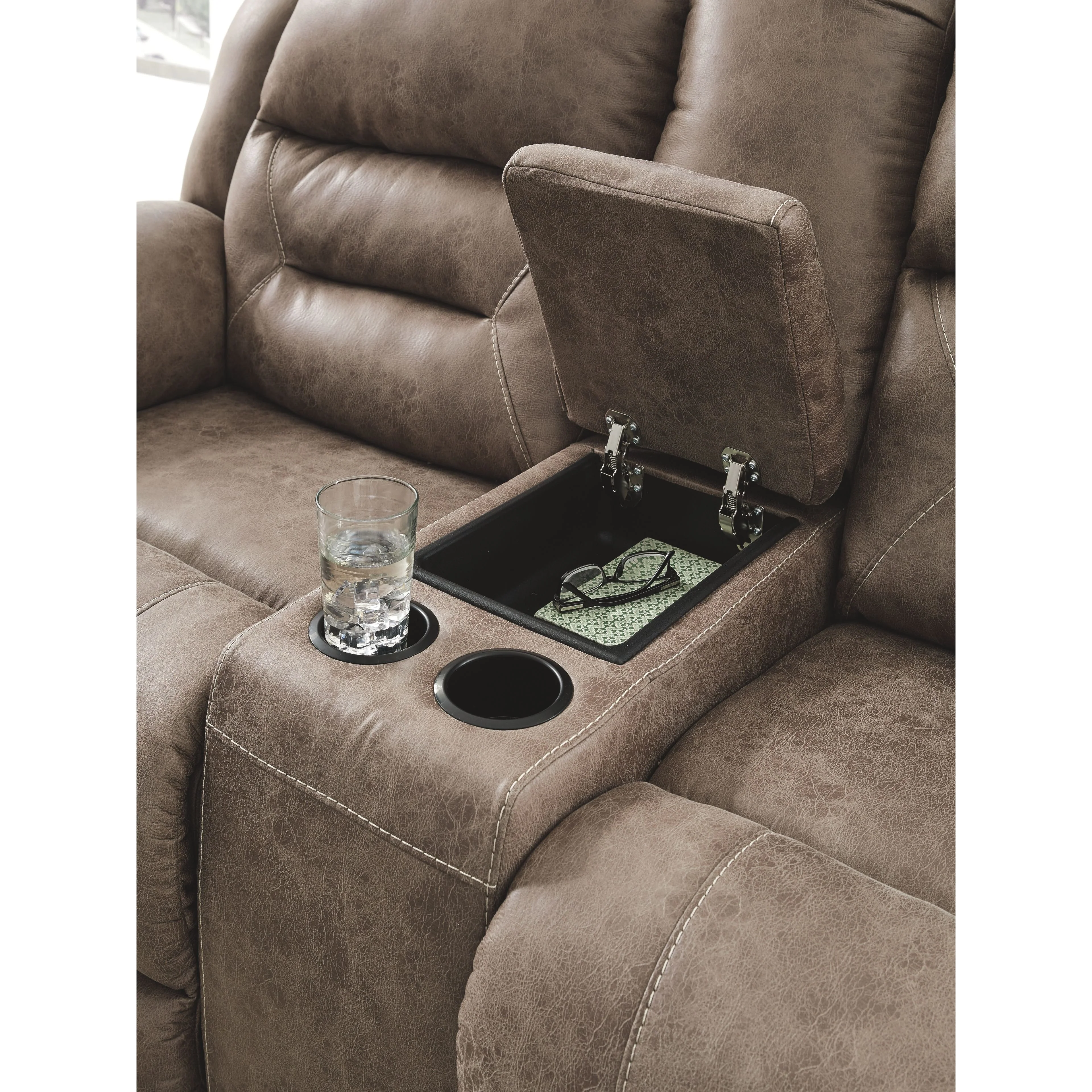 Ashley Stoneland Double Reclining Loveseat w/Console in Fossil - Image 44