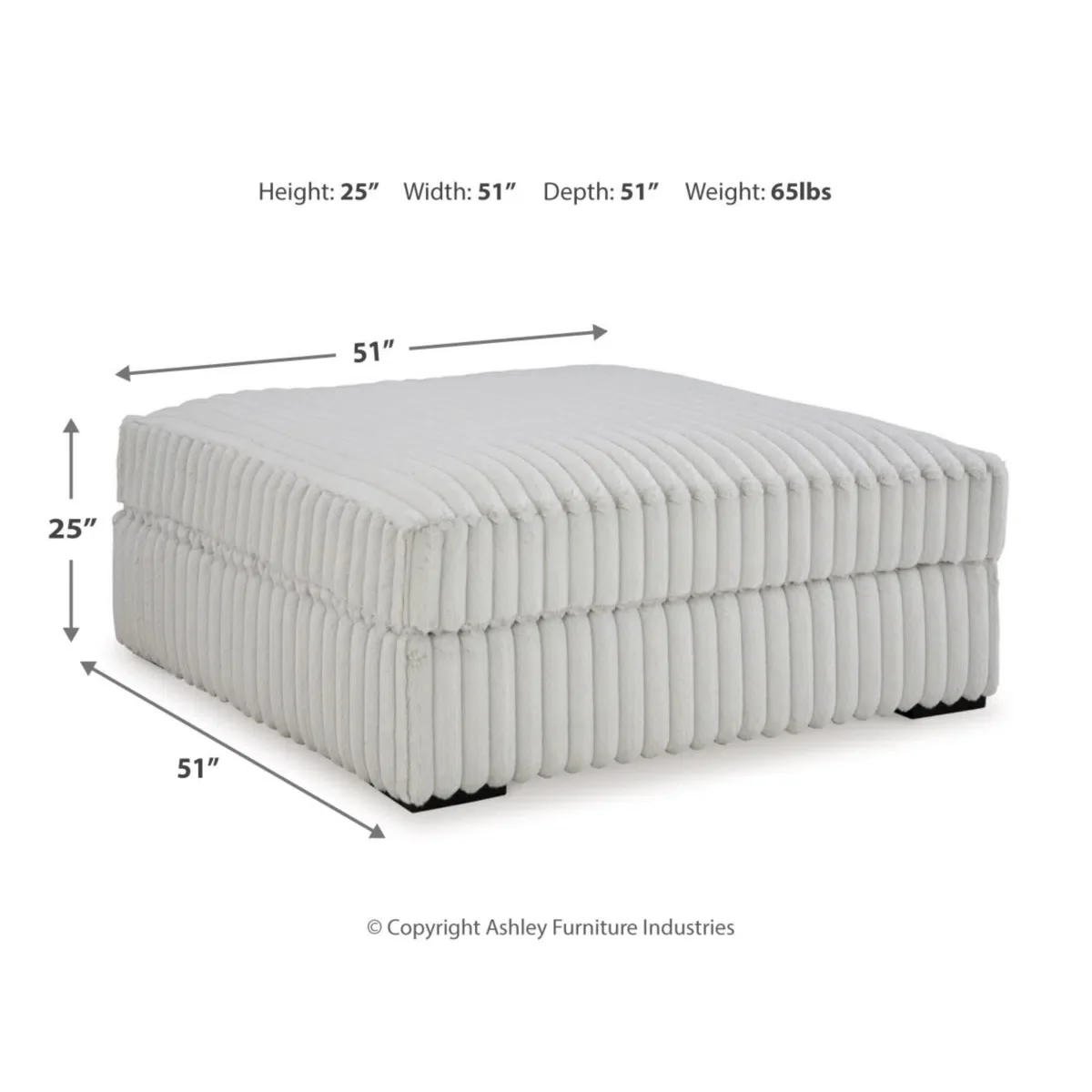 Ashley Stupendous Oversized Ottoman in Alloy-51"W x 51"D x 25"H - Image 3