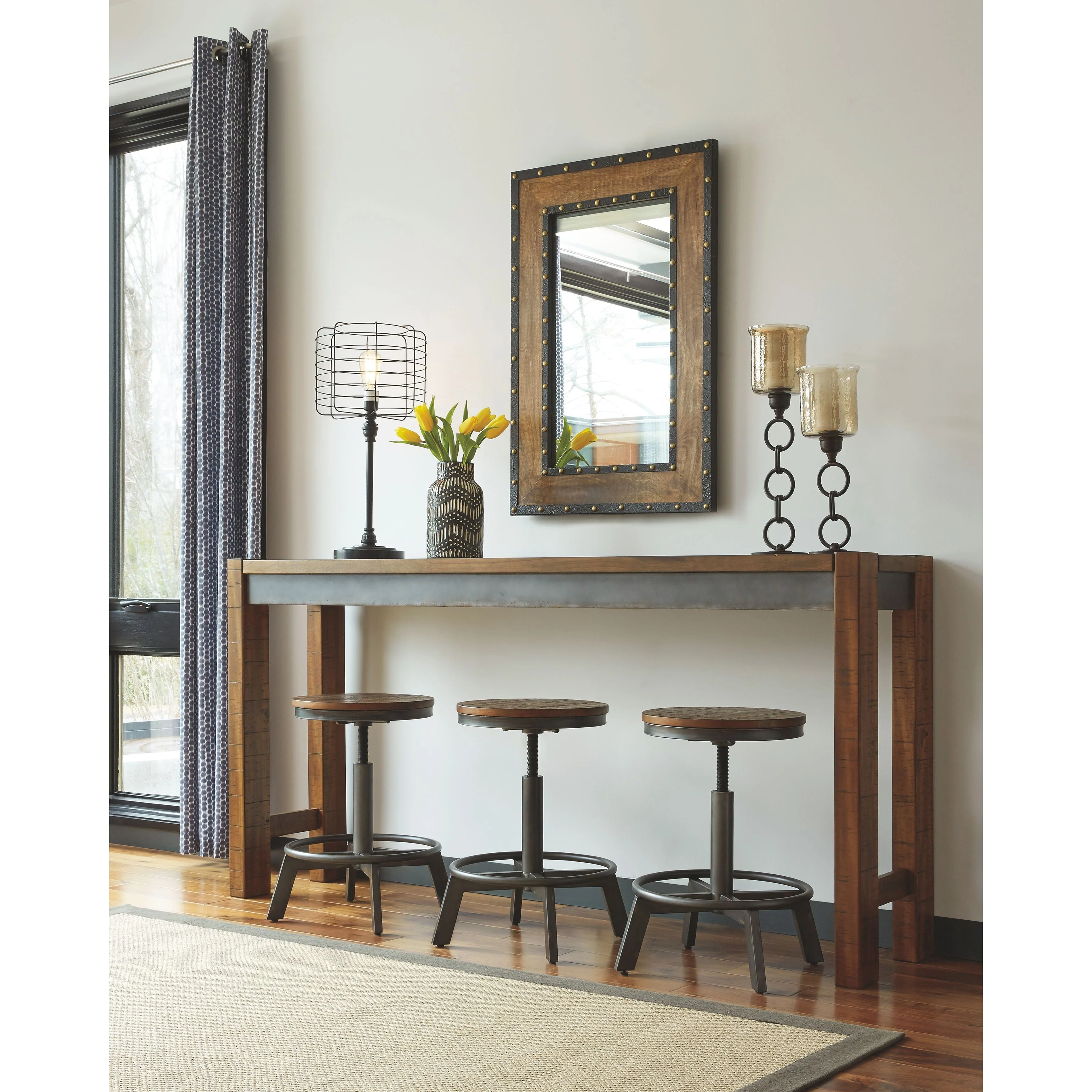 Ashley Torjin Long Counter Table in Dark Brown - Image 6