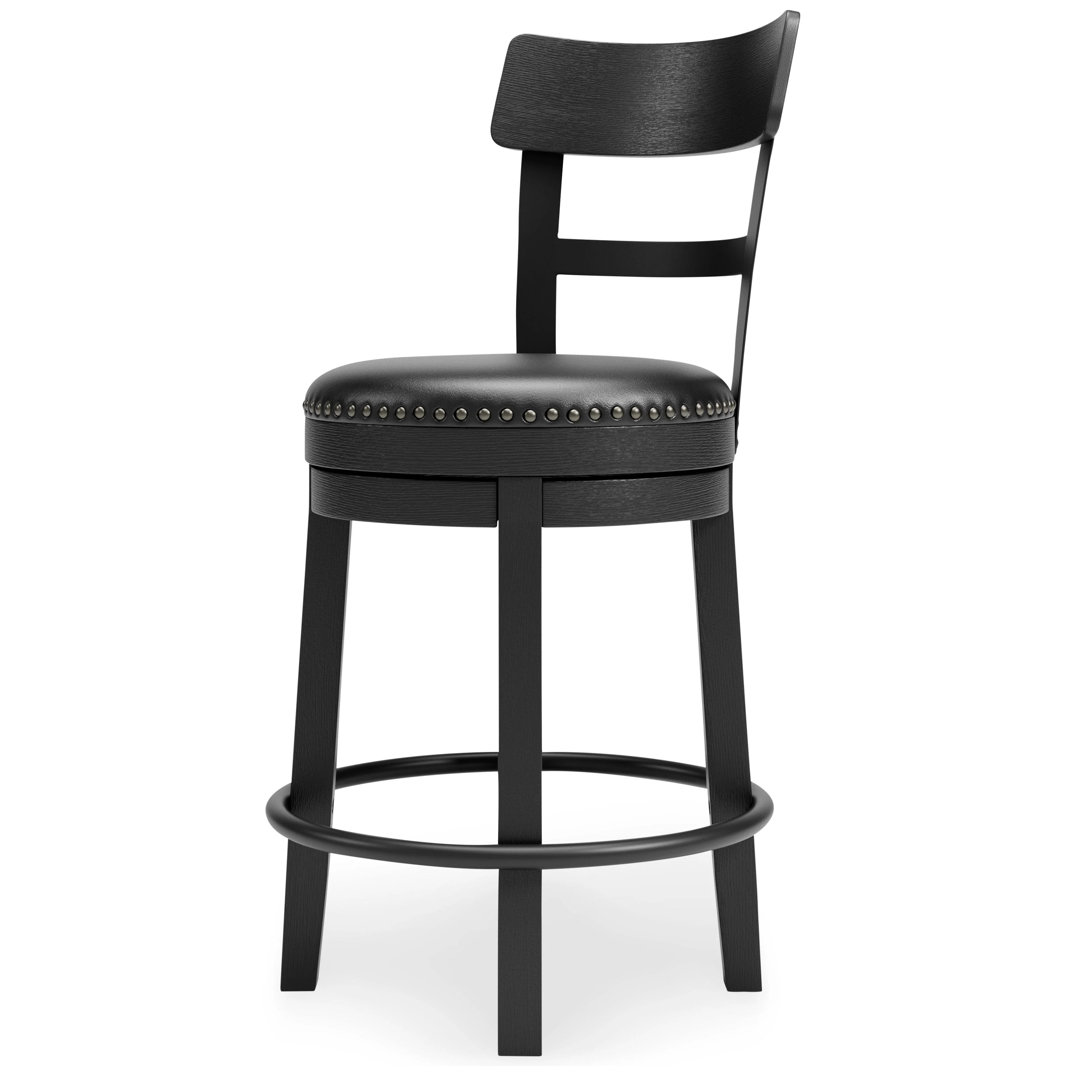 Ashloey Valebeck Upholstered Swivel Barstool (1/cn) in Black - Image 11