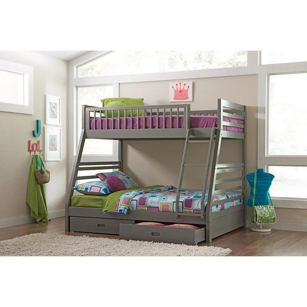 Ashton - Twin Over Full Bunk 2-drawer Bed - Grey - Image 2