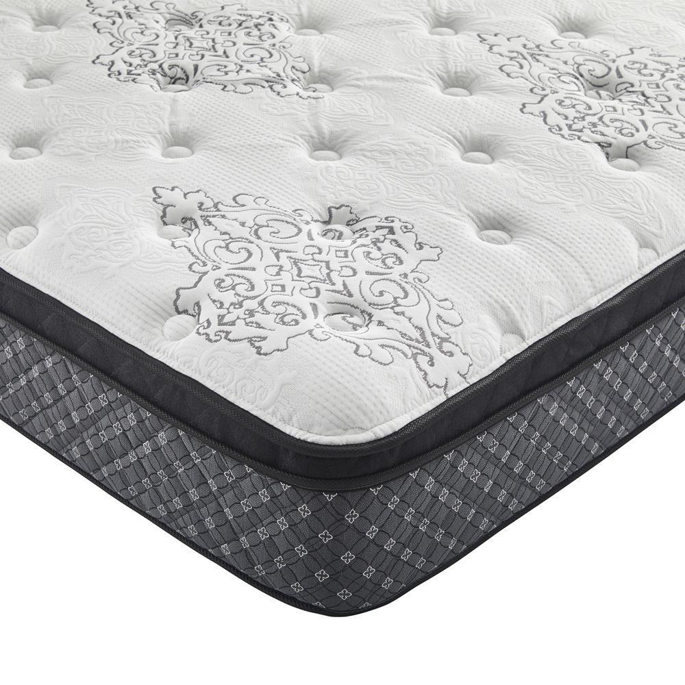 Aspen - Euro Top Mattress - 12.5" Queen Mattress - White And Gray - Image 2