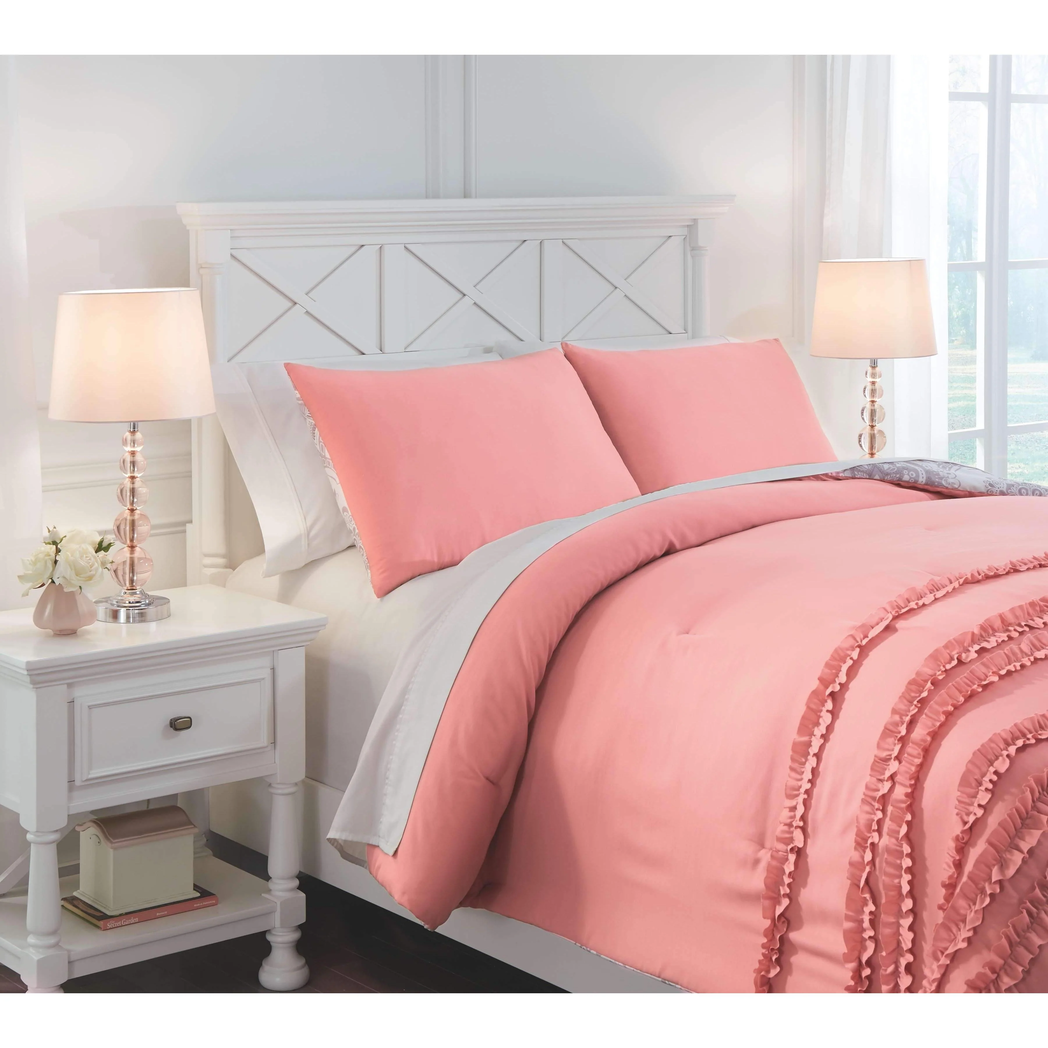 Avaleigh - Pink/white/gray - Full Comforter Set - Image 11