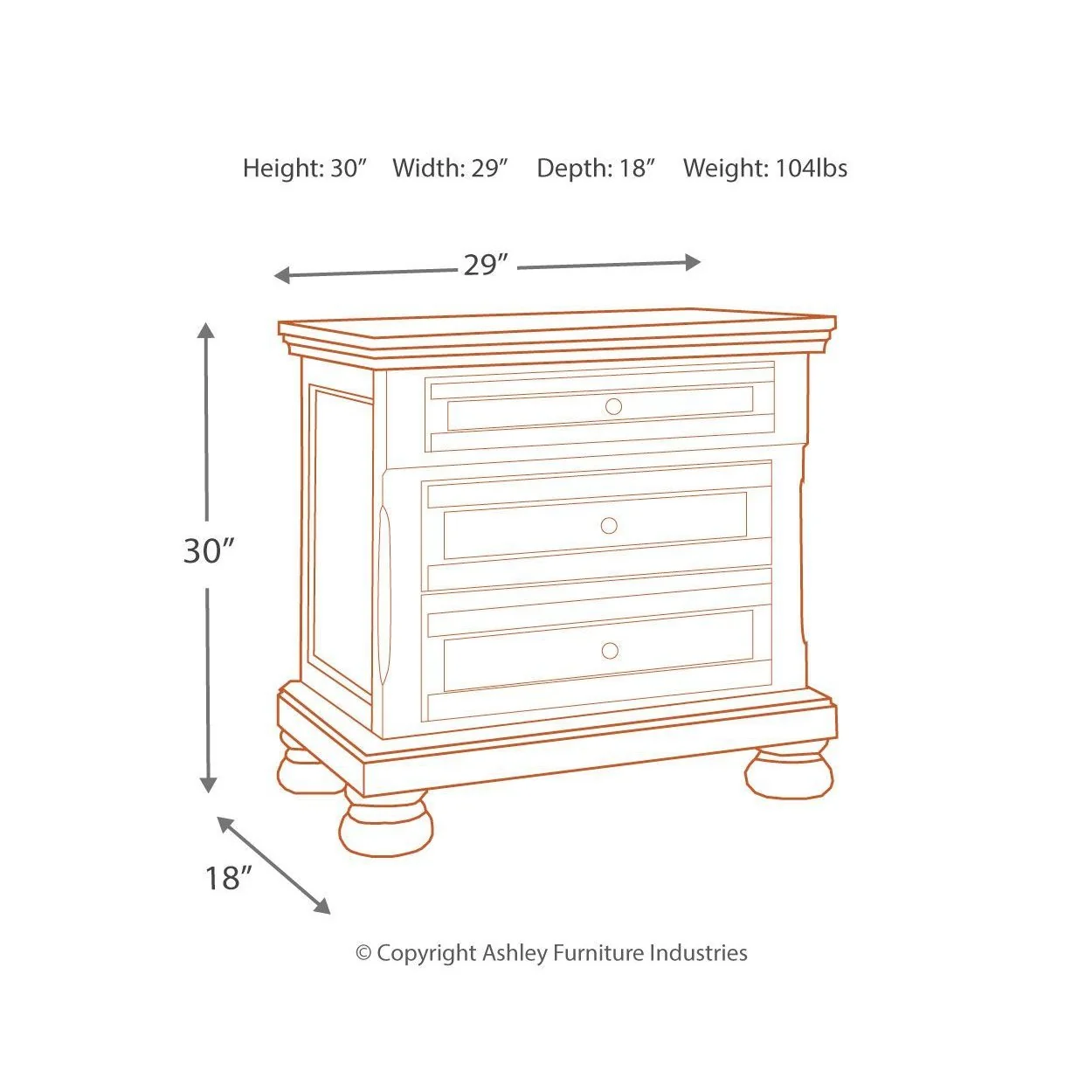 Ashley Flynnter Two Drawer Night Stand in Medium Brown - Image 5
