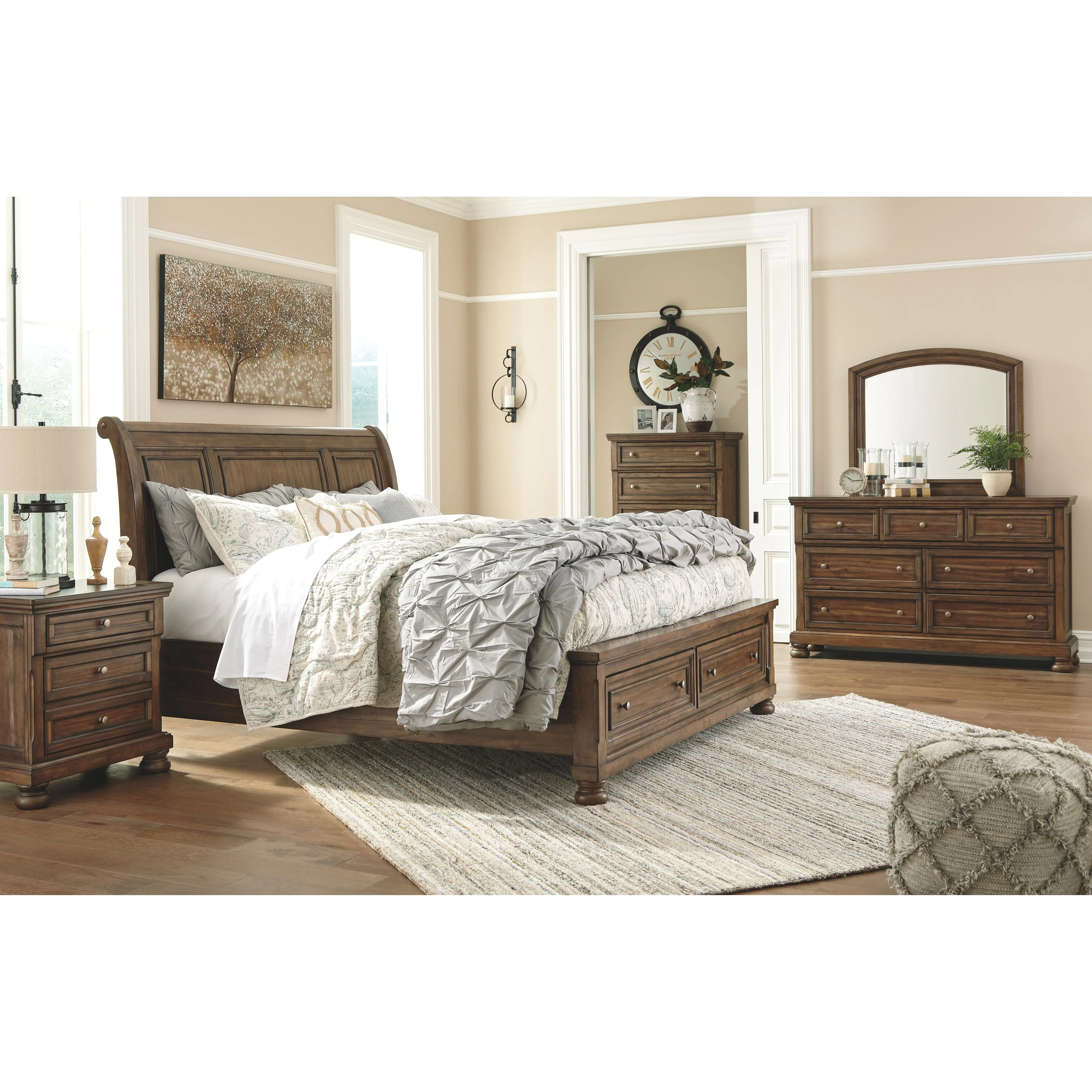 Ashley Flynnter Two Drawer Night Stand in Medium Brown - Image 7