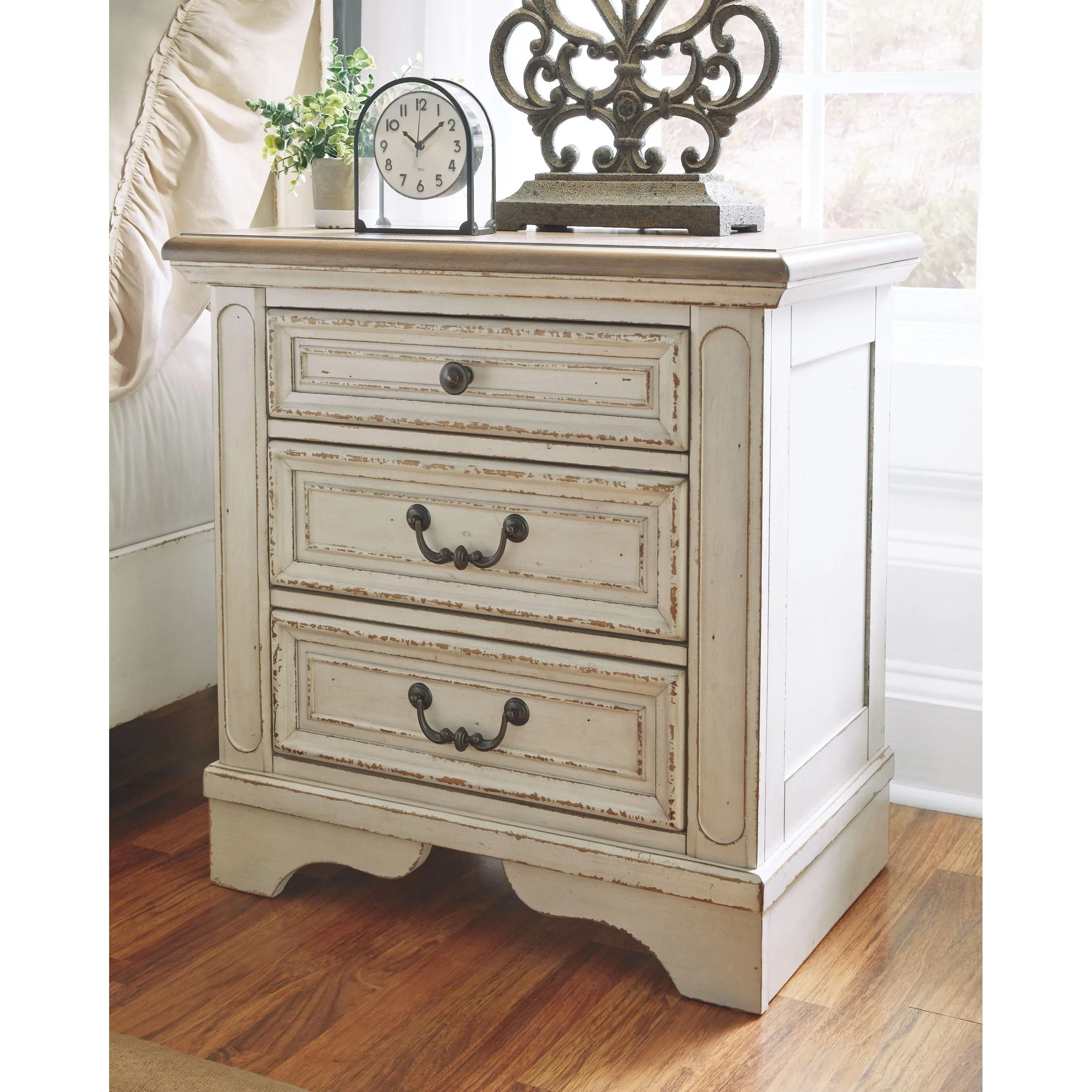 Ashley Realyn 3 Drawer Night Stand in  White, Brown & Beige - Image 50