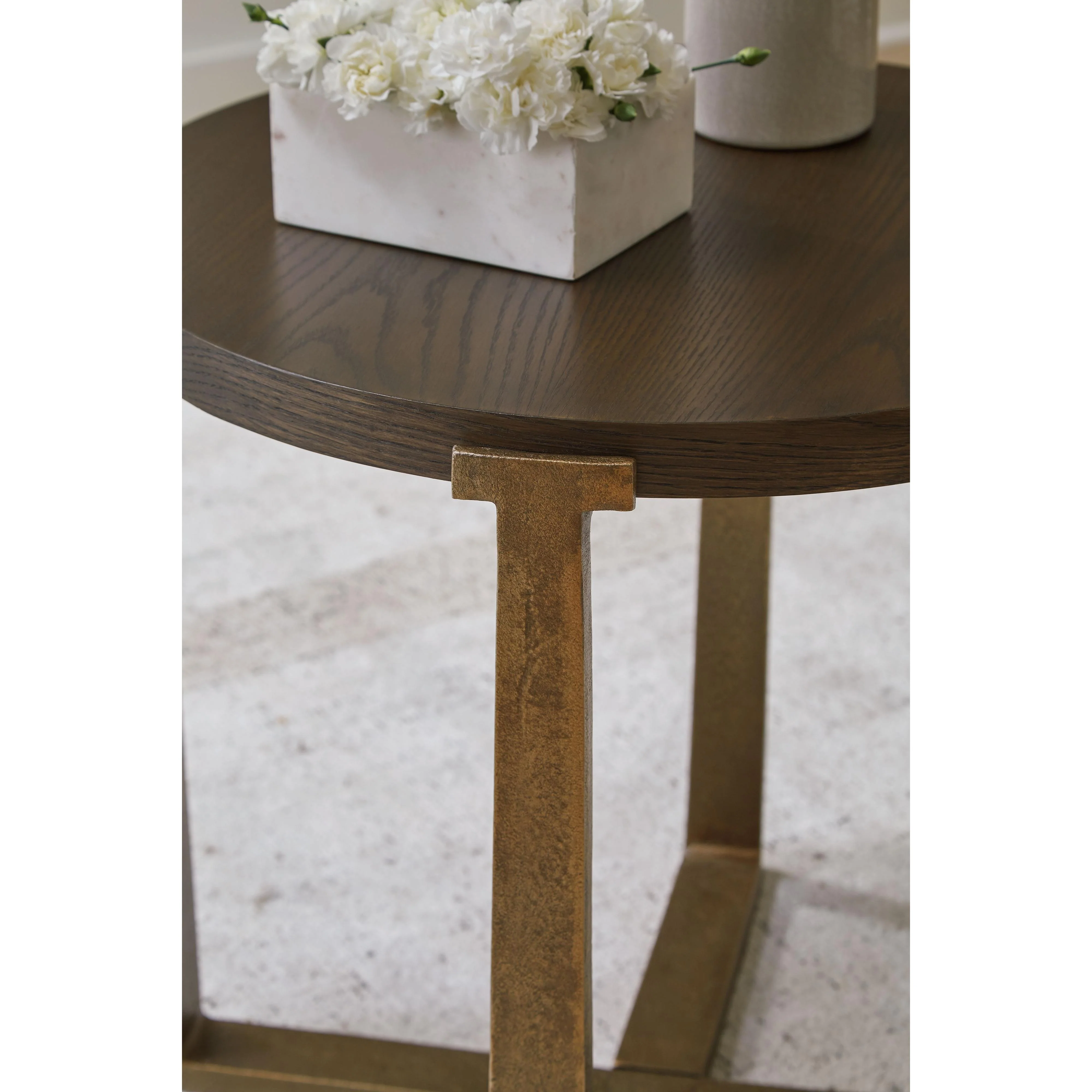 Balintmore - Brown/gold Finish - Round End Table - Image 10