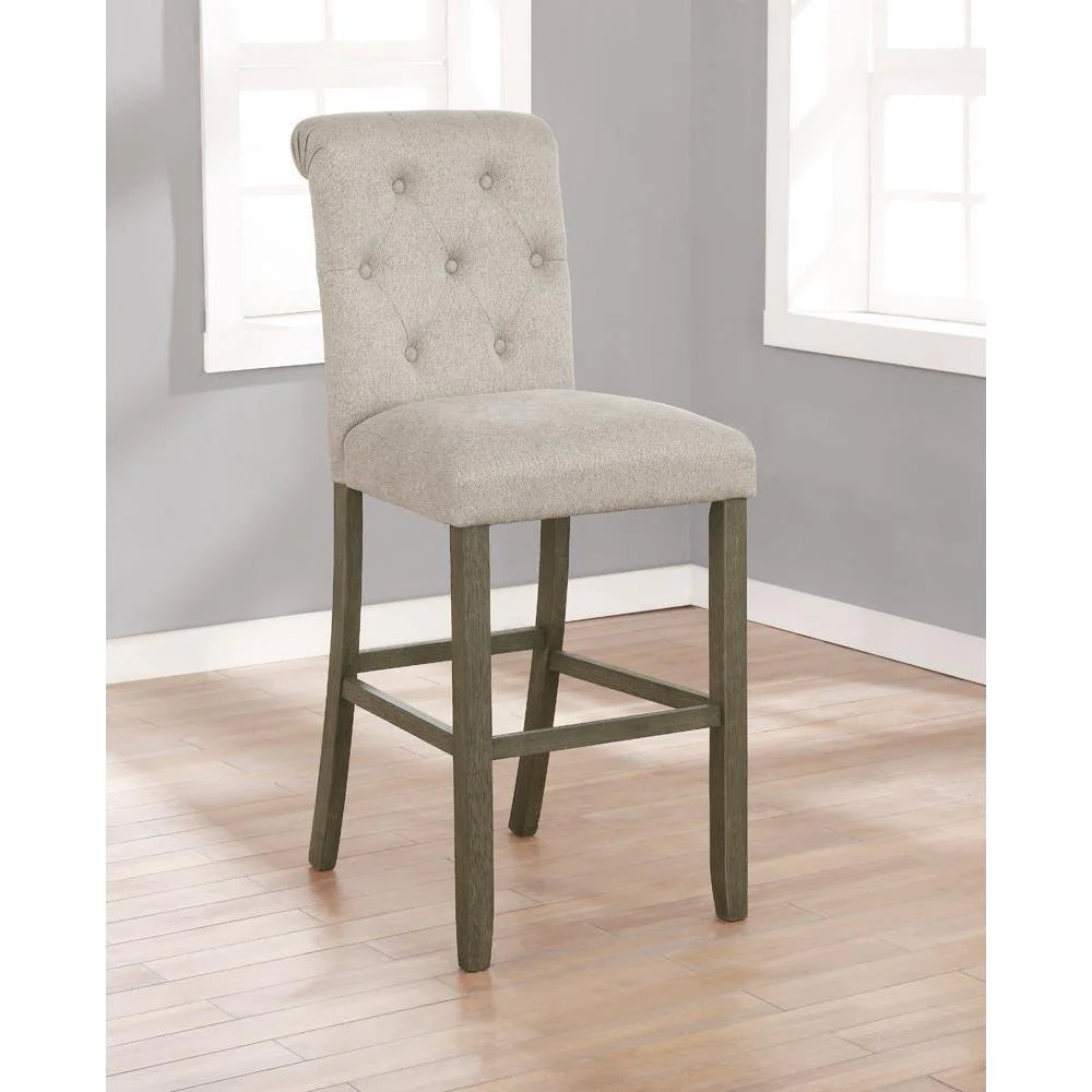 Bar Stool - 44.5 - Fabric And Wood - Beige