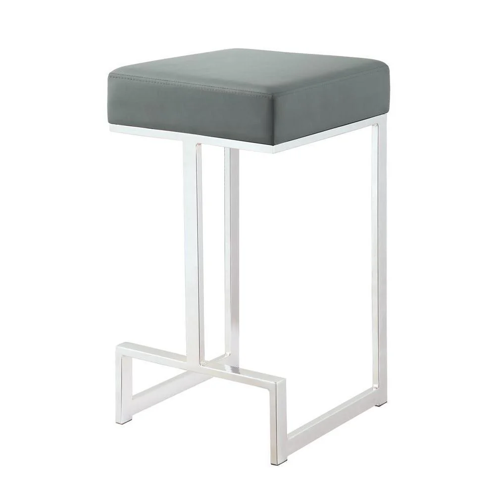 Bar Stools: Metal Fixed Height - Counter Height Stool - Grey - Image 5