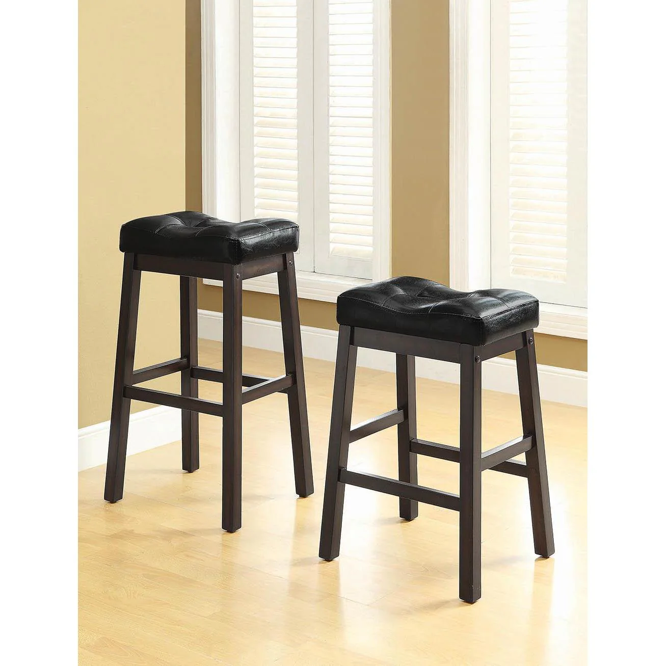Bar Stools: Wood Fixed Height - Bar Stool - Black