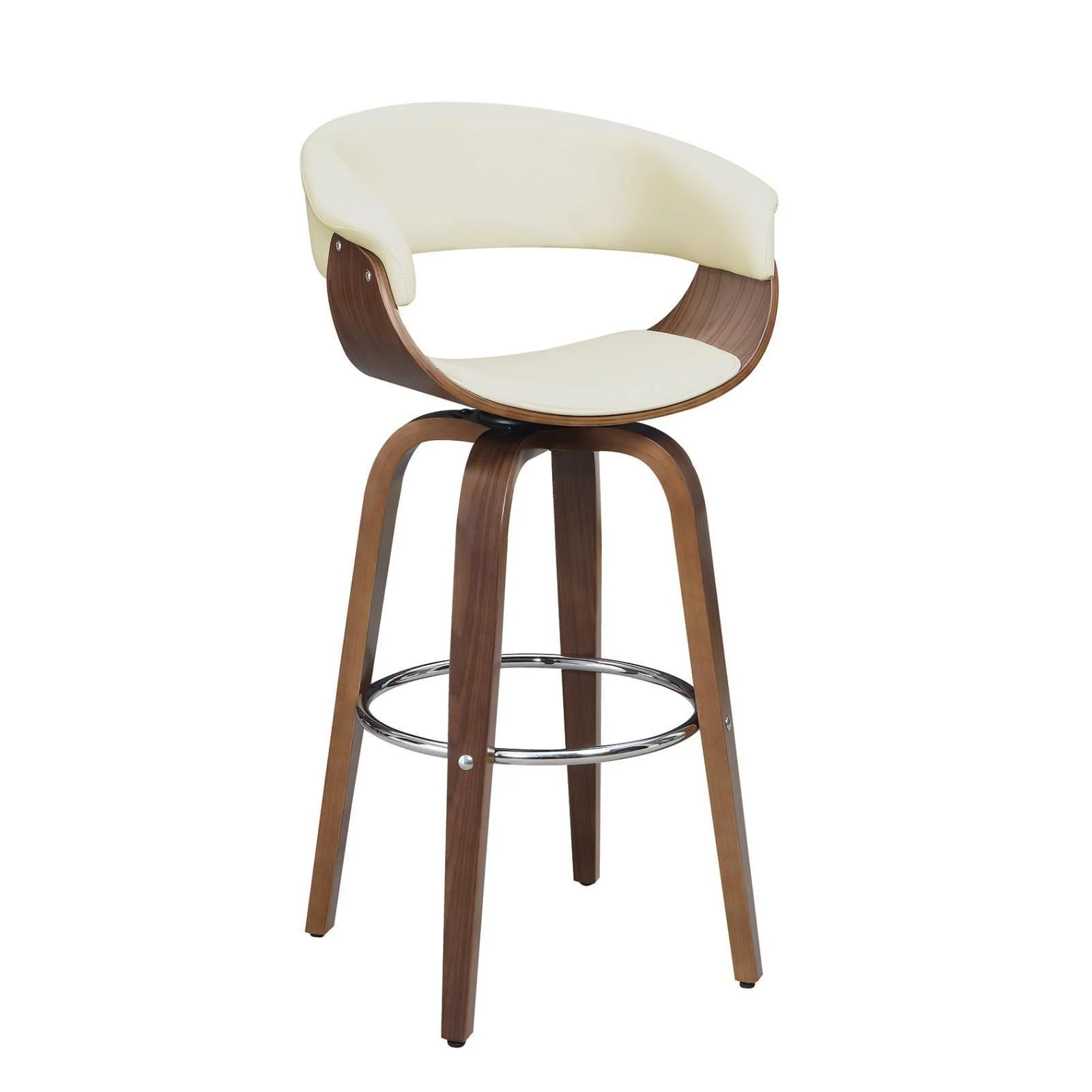 Bar Stools: Wood Swivel Bar Stool - Beige - Image 6