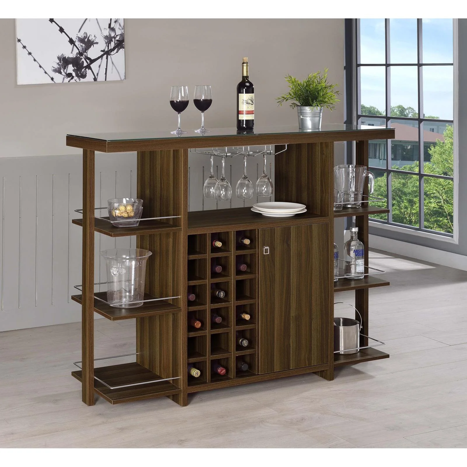 Bar Unit With Wine Bottle Storage - Brown - Image 7