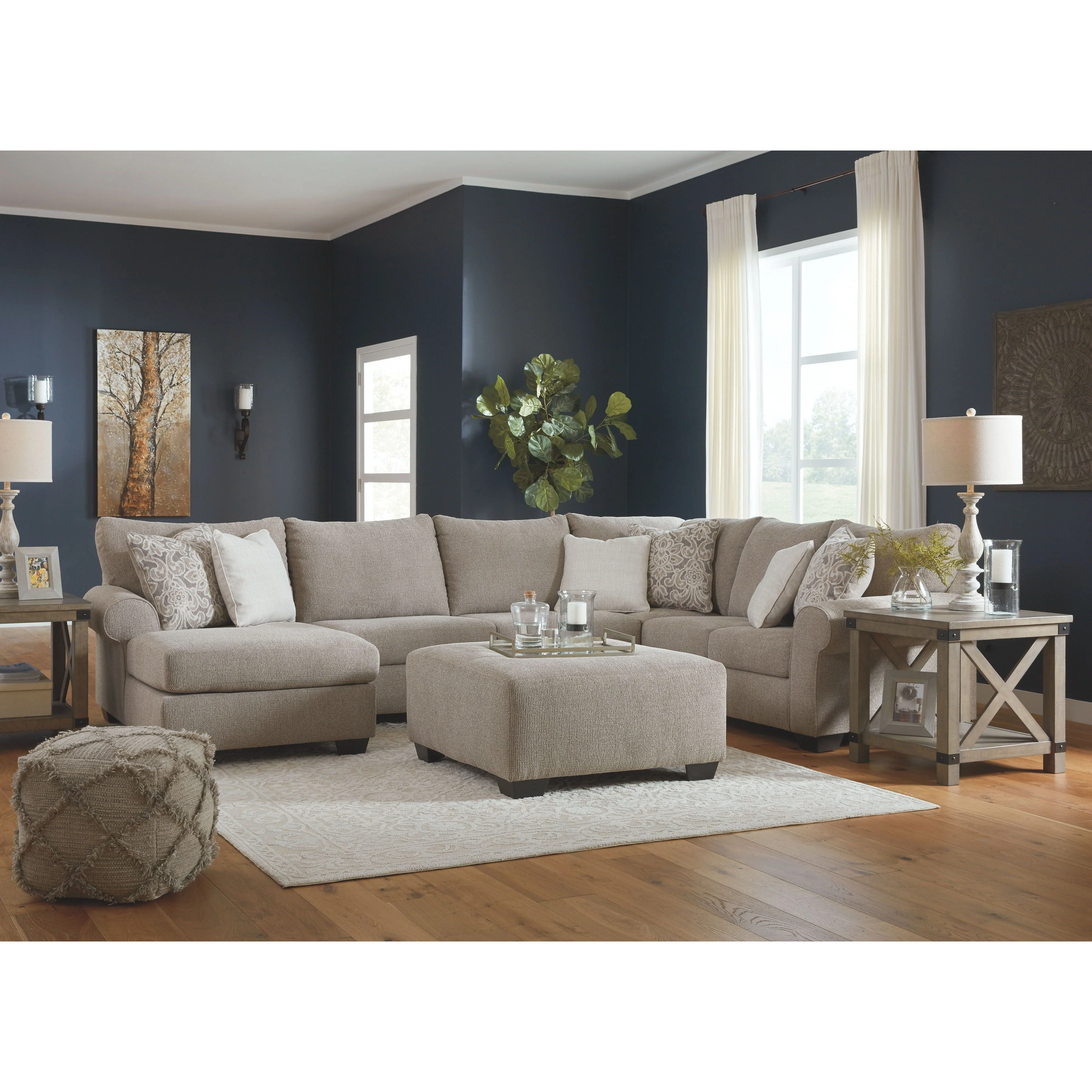 Baranello - Stone - Left Arm Facing Chaise 3 Pc Sectional - Image 2