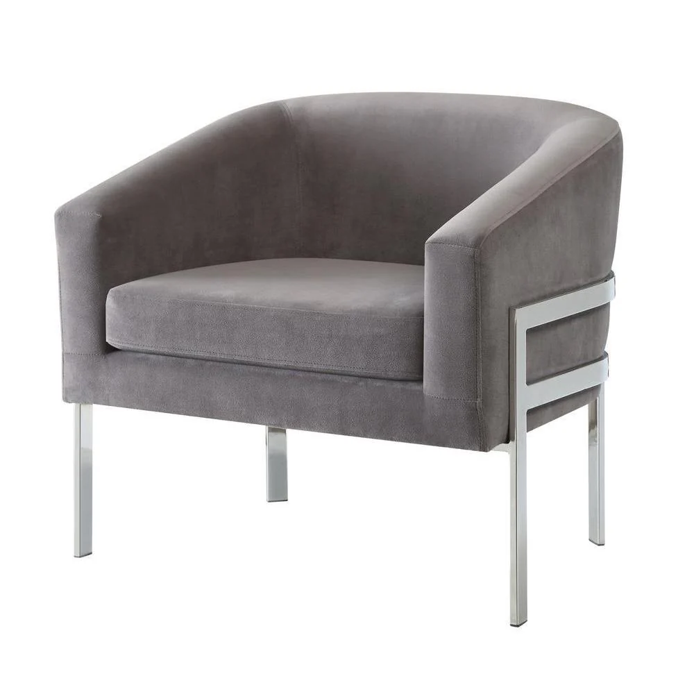 Barrel Back Accent Chair With Sloped Arm - Gray - Image 2