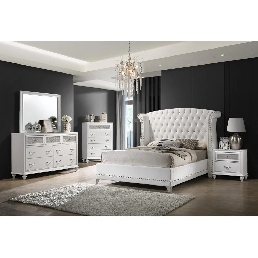 Barzini - Upholstered Bed - Queen Bed - White - Image 3