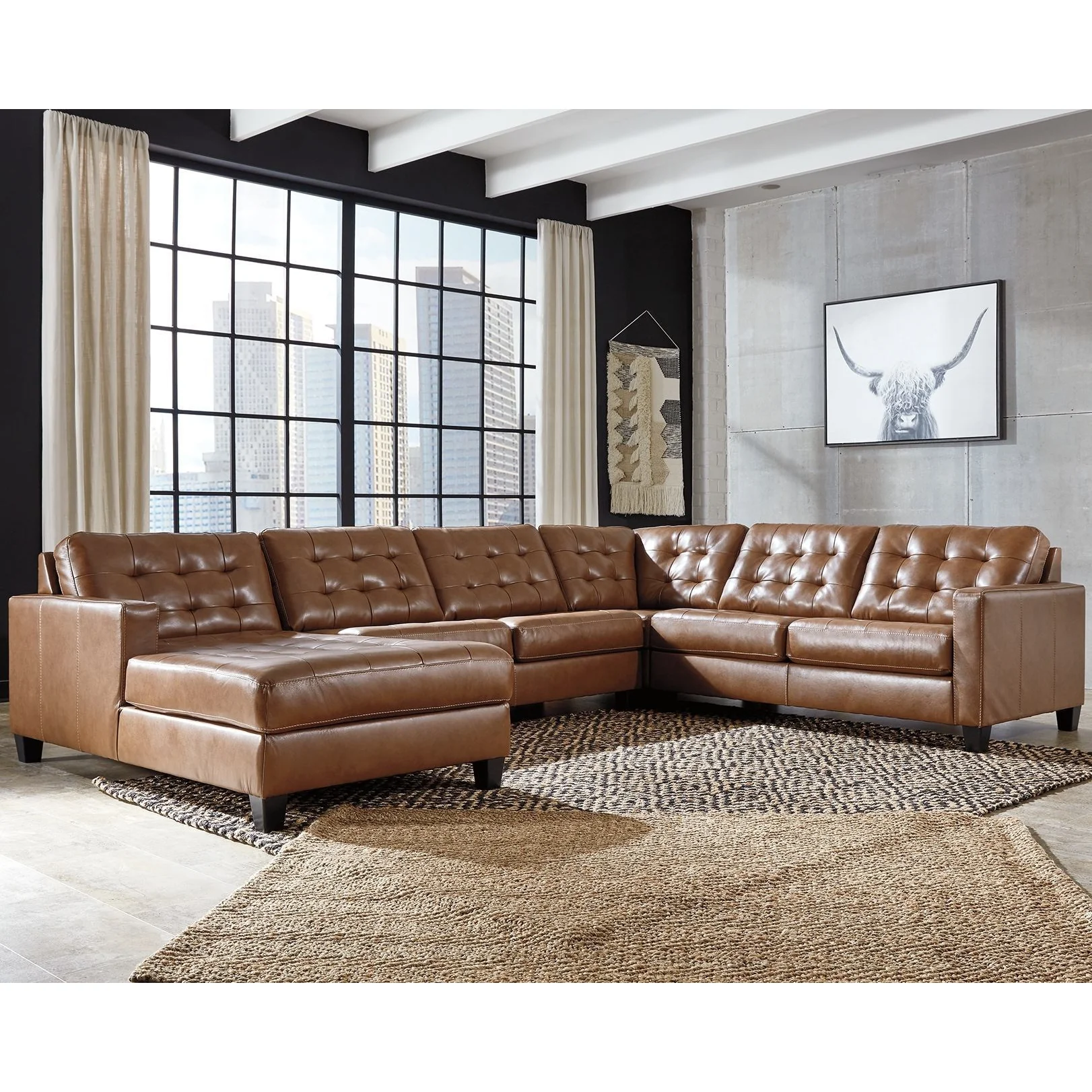 Baskove - Auburn - Left Arm Facing Corner Chaise 4 Pc Sectional - Image 3
