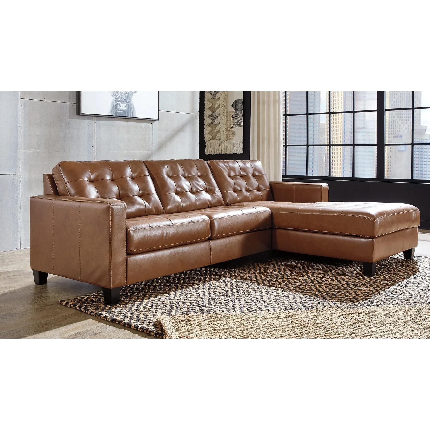 Baskove - Auburn - Left Arm Facing Loveseat 2 Pc Sectional