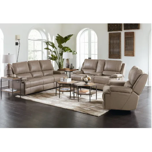 Bassett Parsons Loveseat w/ Power and Console in Flax - Image 3