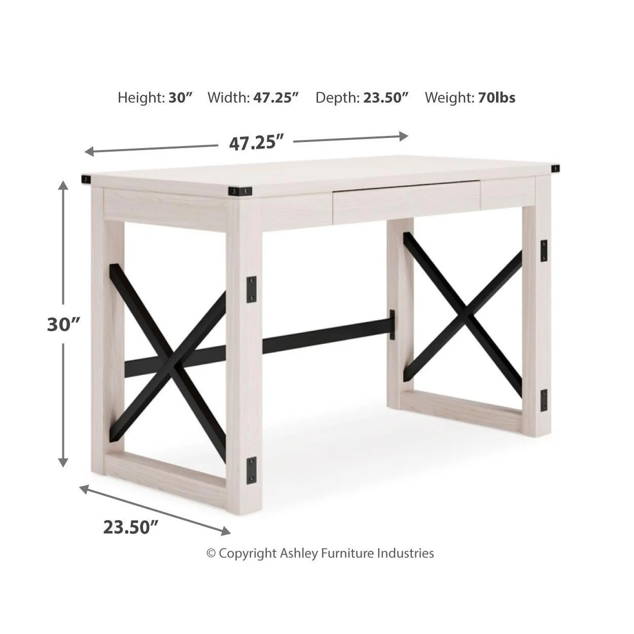 Bayflynn - Whitewash - Home Office Desk - Image 9