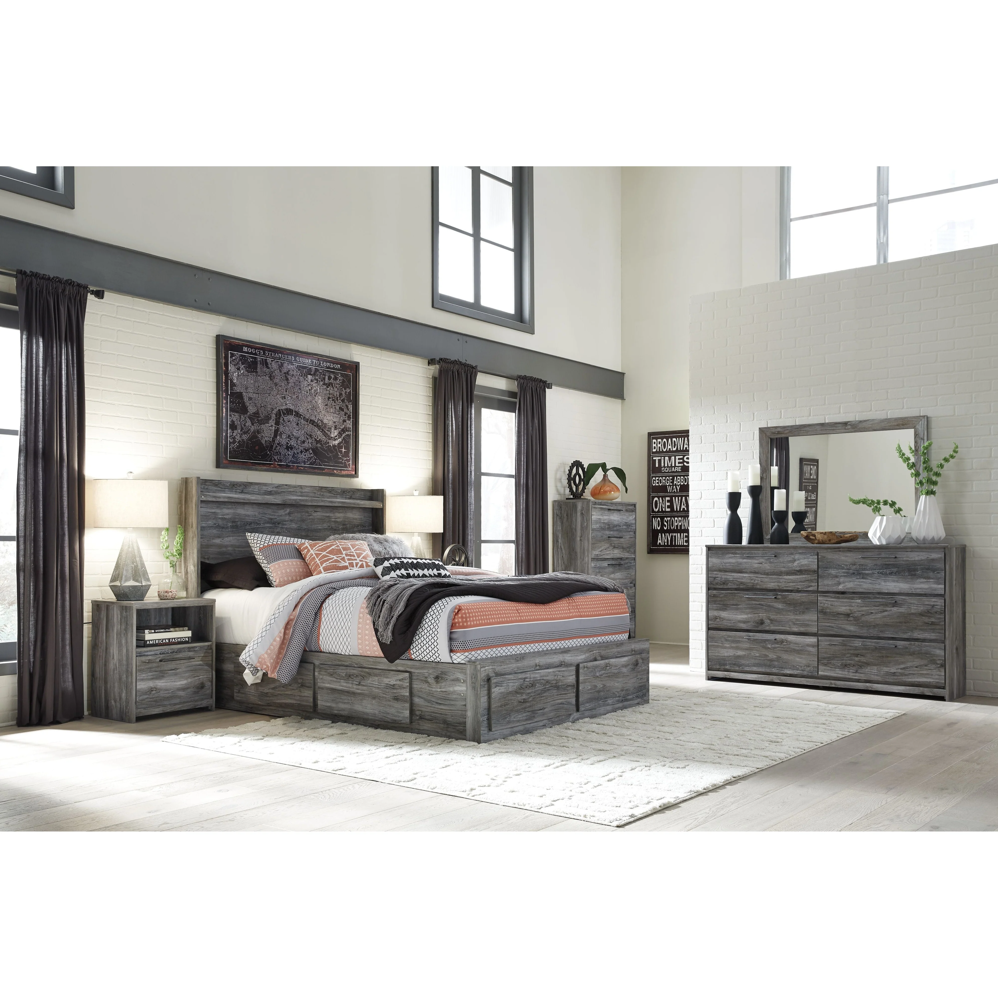 Baystorm - Gray - Queen Panel Bed With 4 Storage Drawers - Image 3