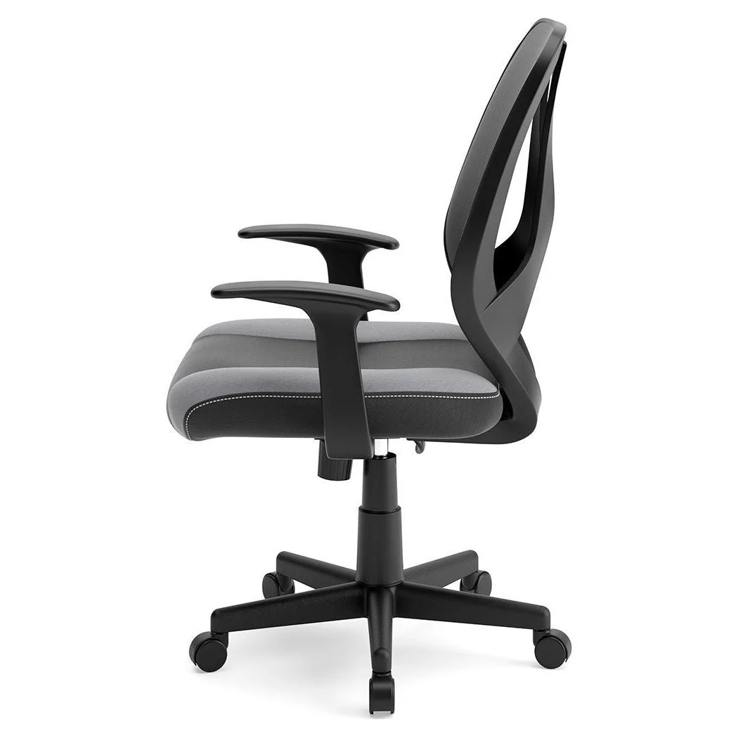 Beauenali - Light Gray/black - Home Office Swivel Desk Chair - Black Back - Image 7