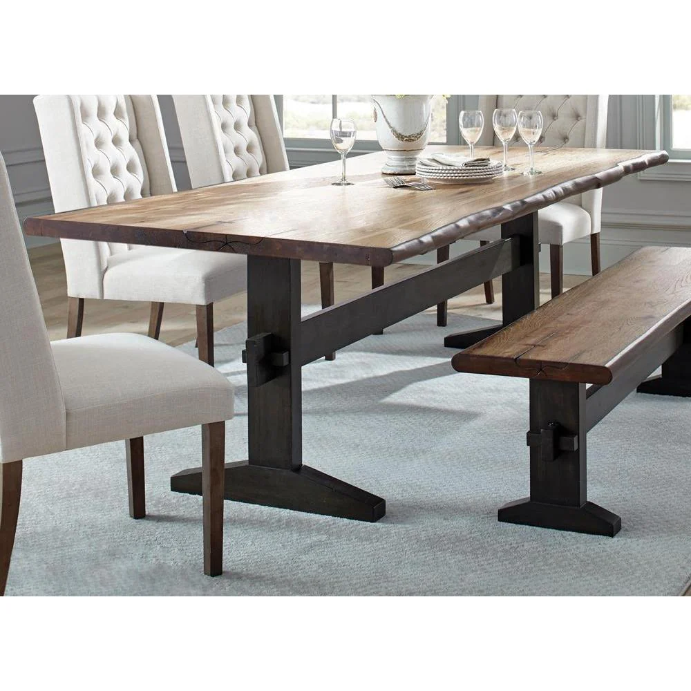 Bexley - Live Edge Trestle Dining Table - Brown - Image 3