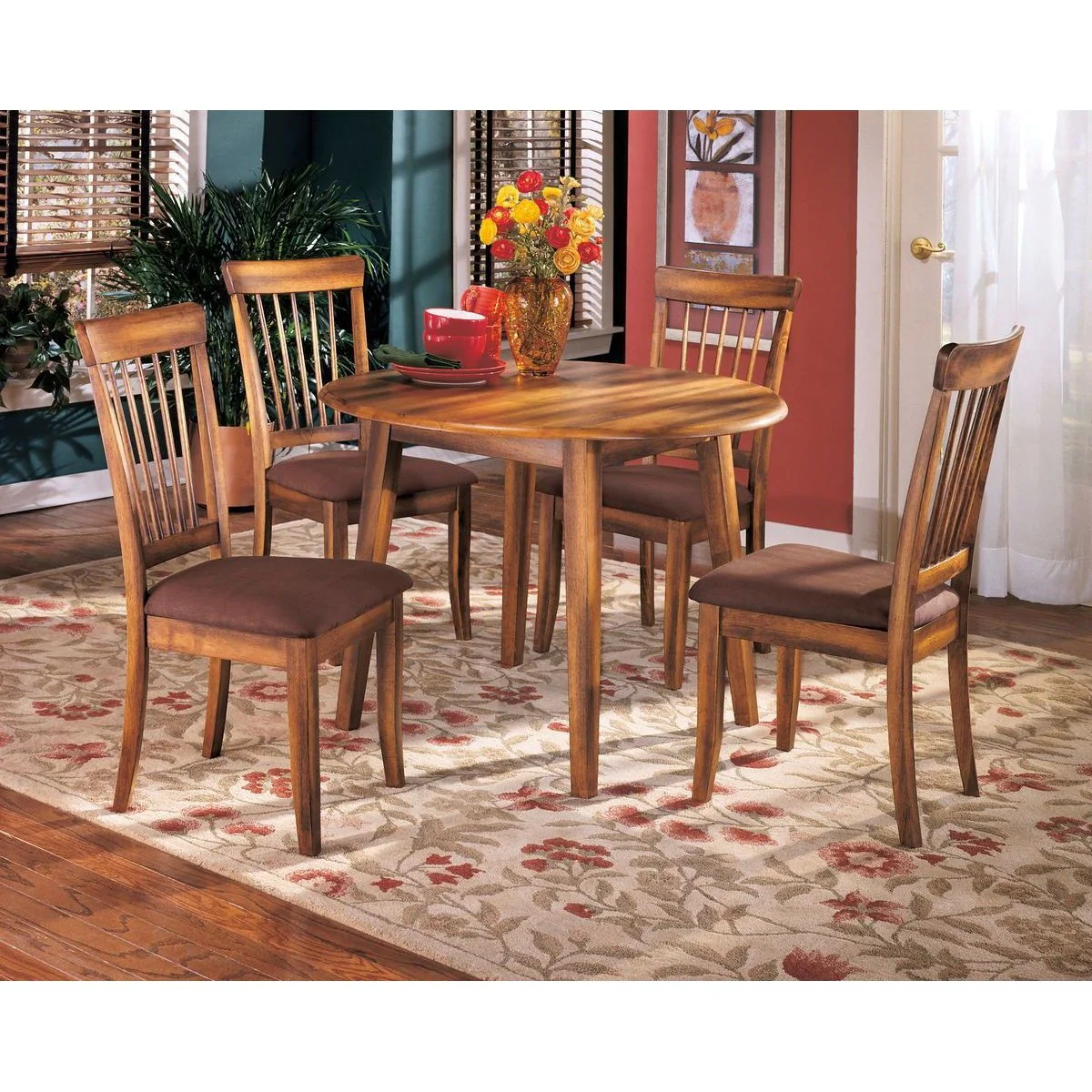 Berringer - Rustic Brown - Round DRM Drop Leaf Table - Image 2