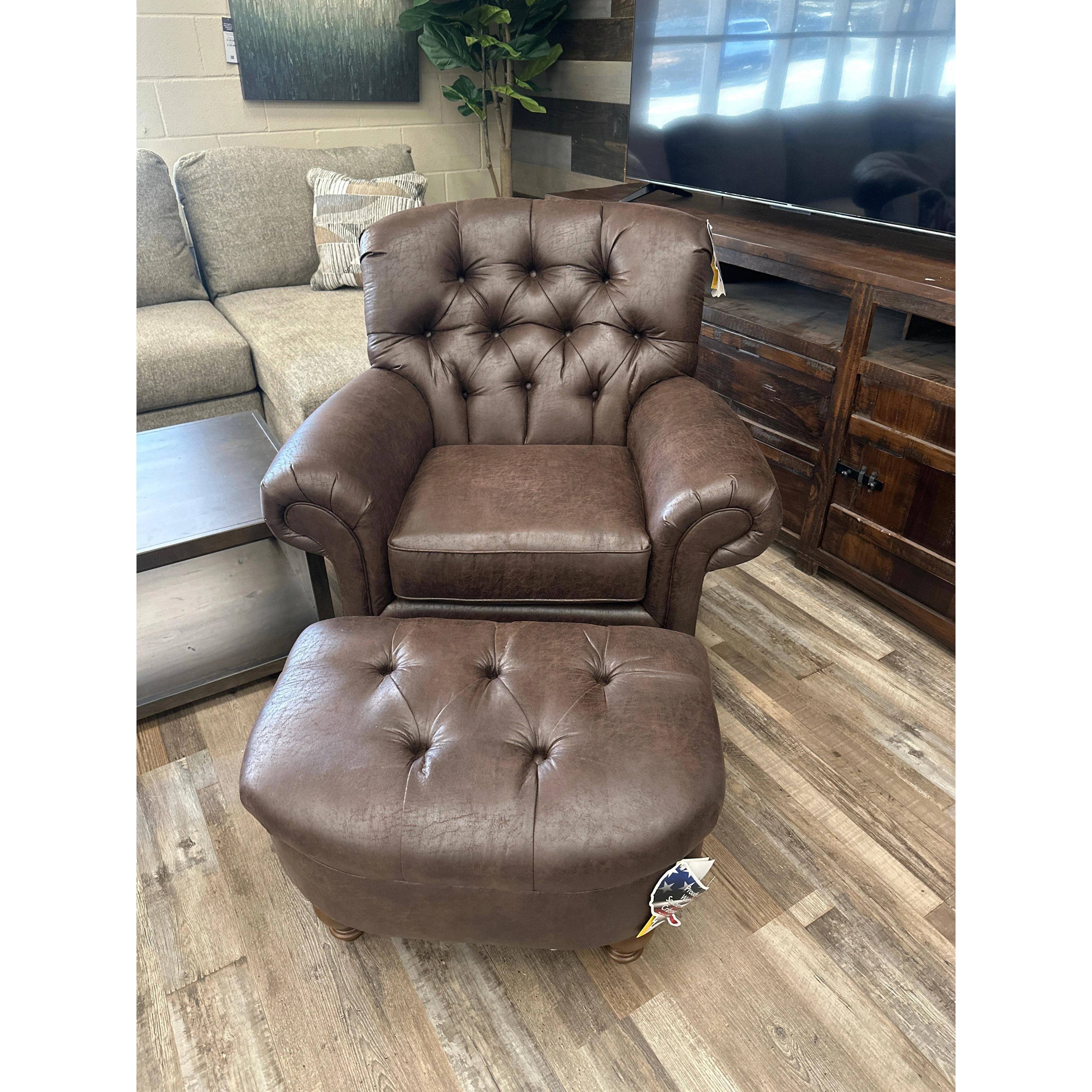 Best Christabel Club Chair & Ottoman in Sable BUNDLE