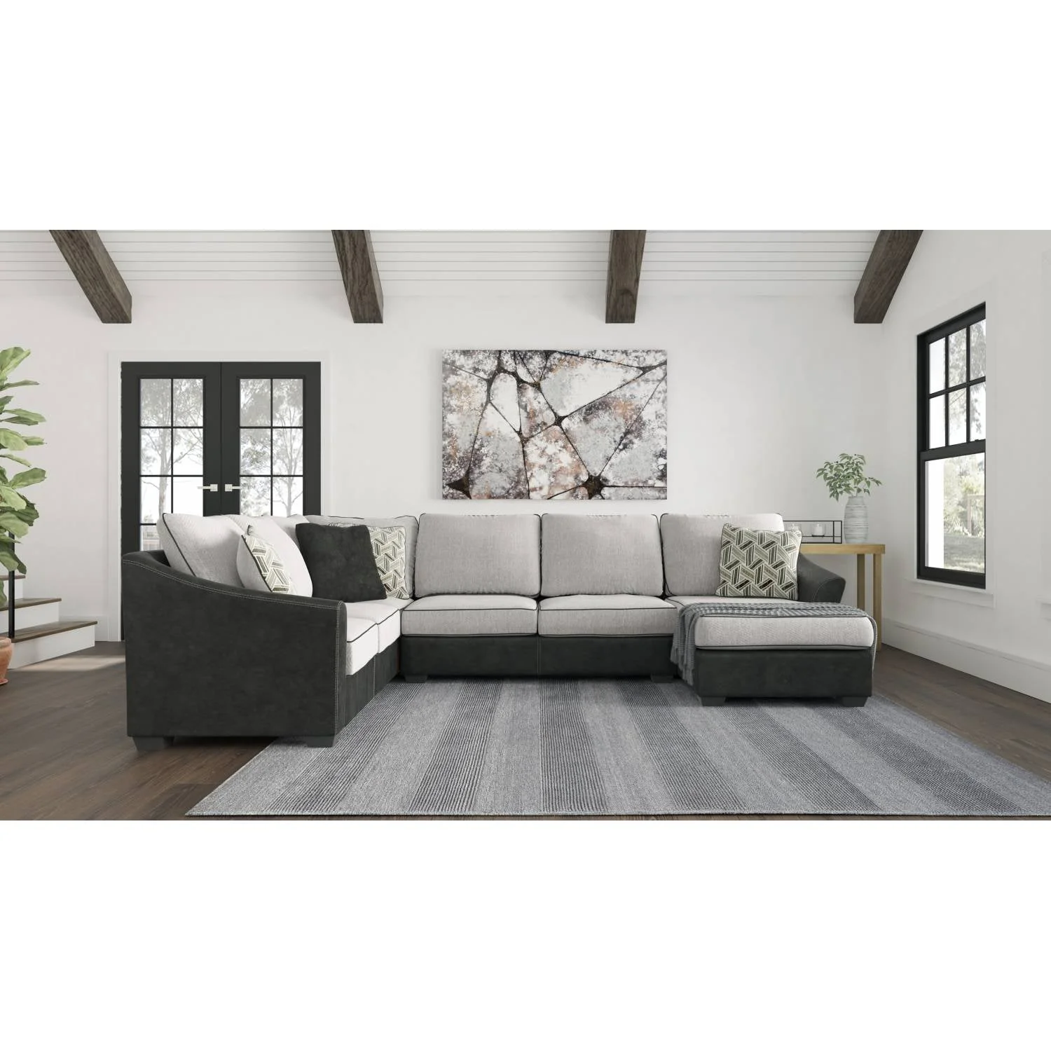 Bilgray - Pewter - Left Arm Facing Sofa 3 Pc Sectional - Image 4