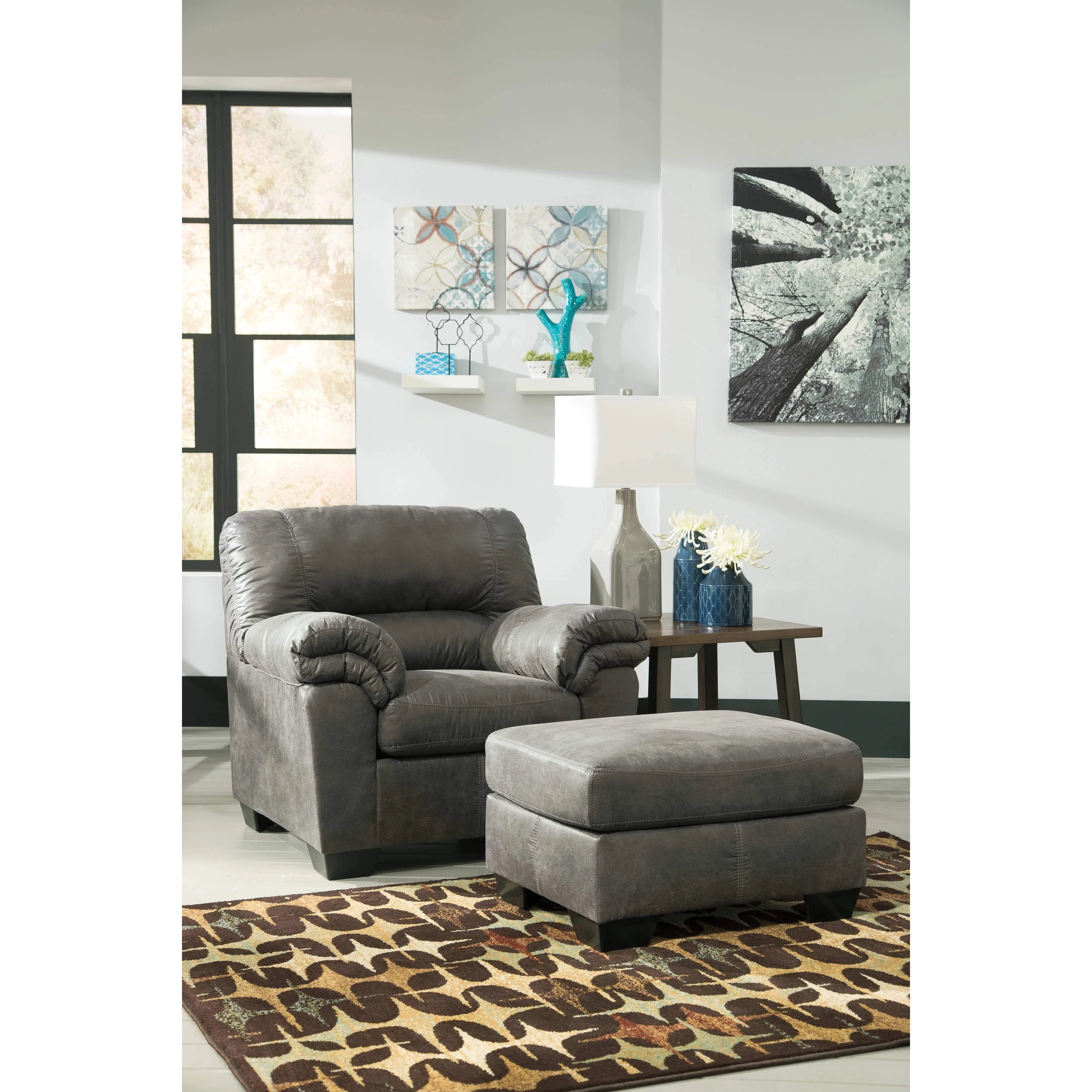 Ashley Bladen Chair & Ottoman in Slate - Image 5