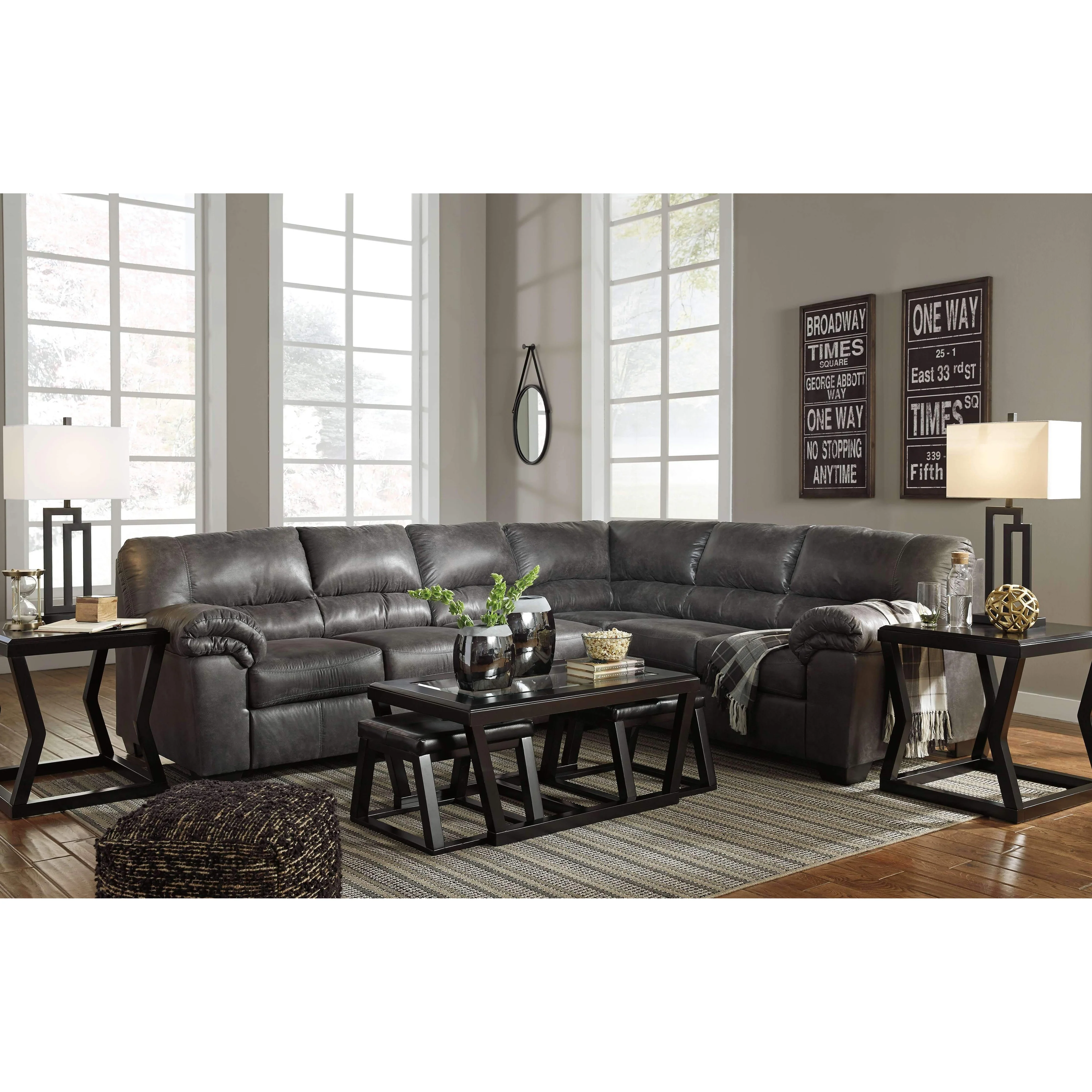 Ashley Bladen Right Sofa, Left Loveseat, Armless Chair 3 Piece Sectional in Slate - Image 11