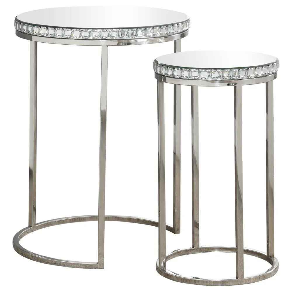 Bleker - 2-piece Round Nesting Table - Pearl Silver - Image 2