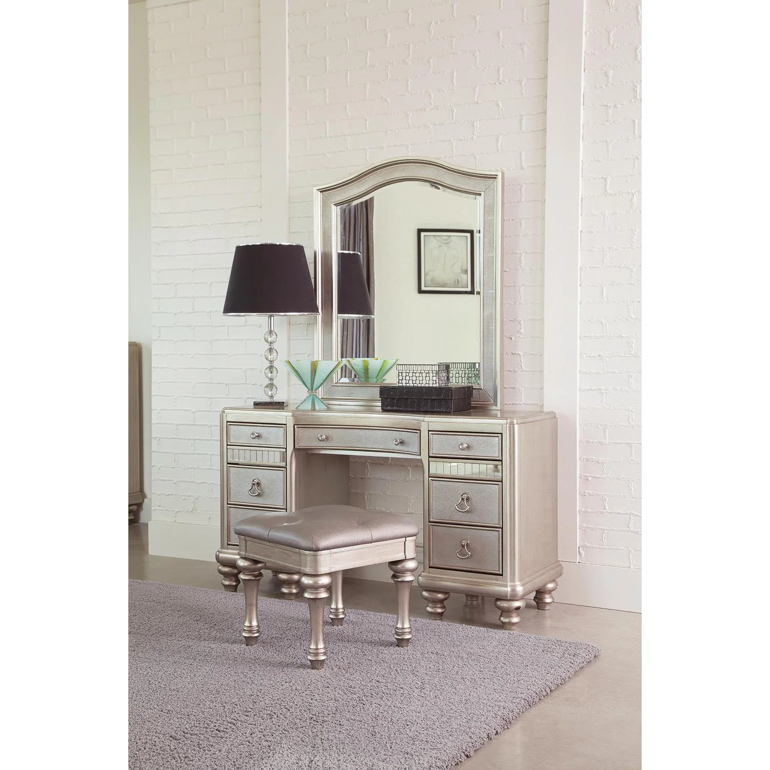 Bling Game Collection - Vanity Stool - Silver - Image 3