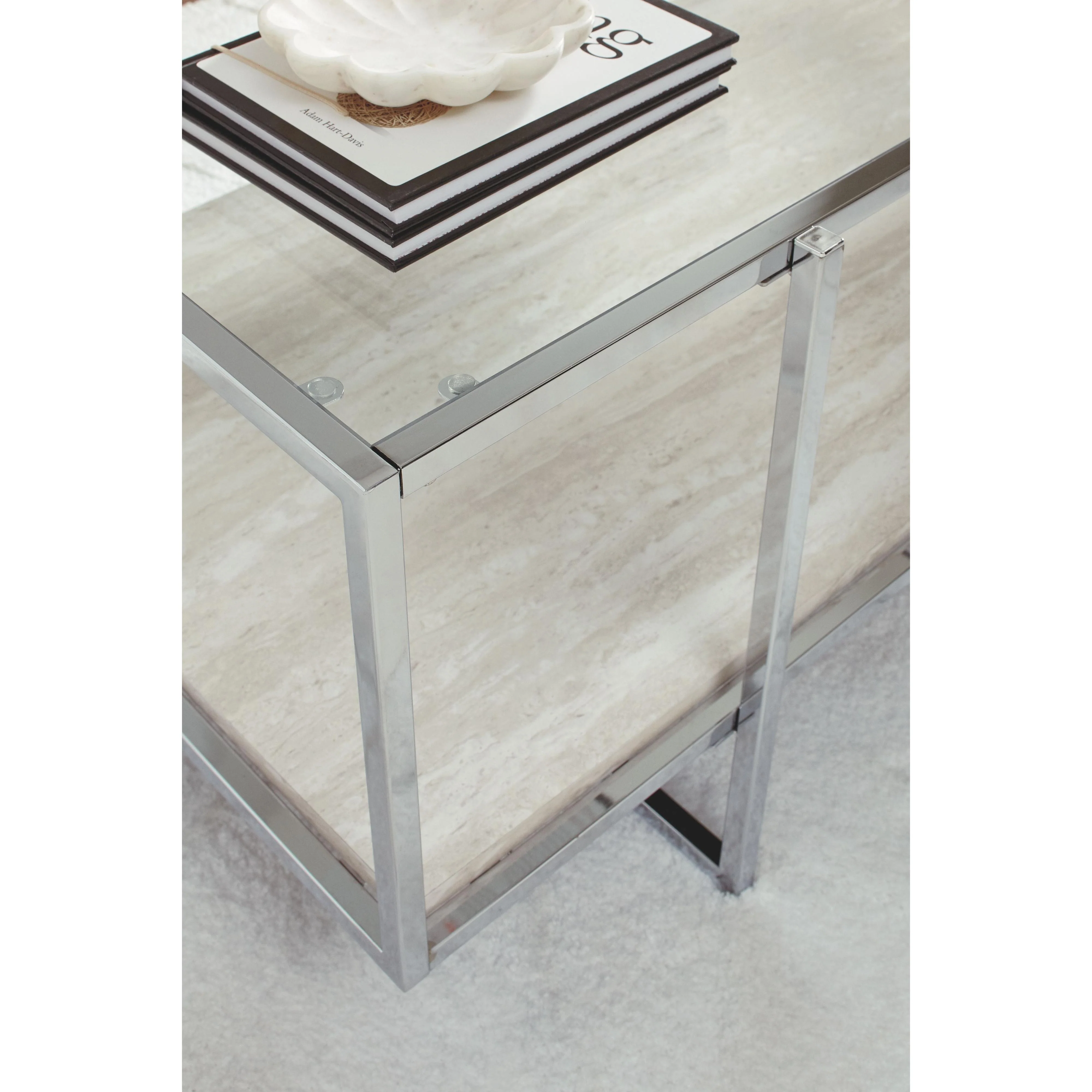 Bodalli - Ivory/chrome - Rectangular Cocktail Table - Image 3