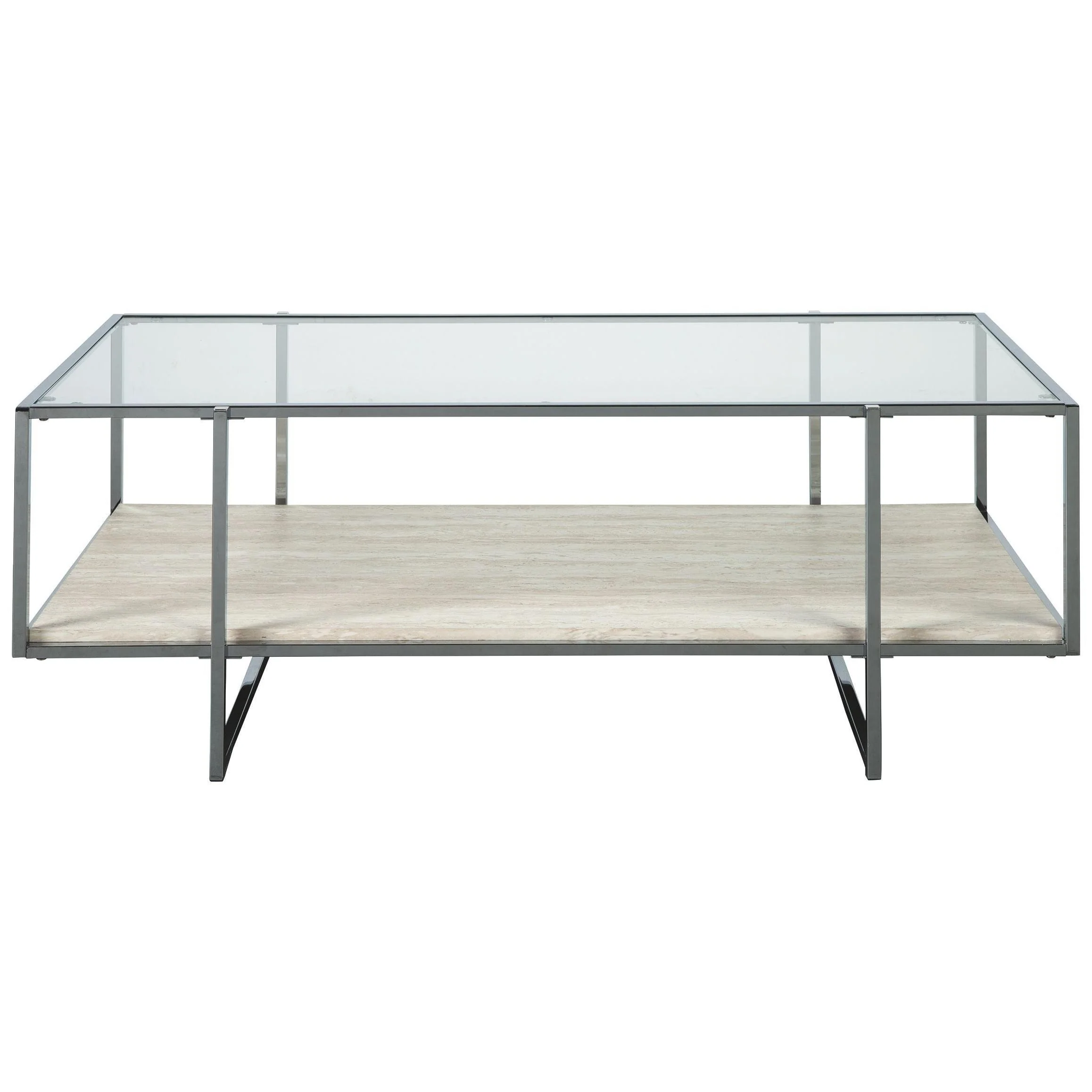 Bodalli - Ivory/chrome - Rectangular Cocktail Table - Image 4