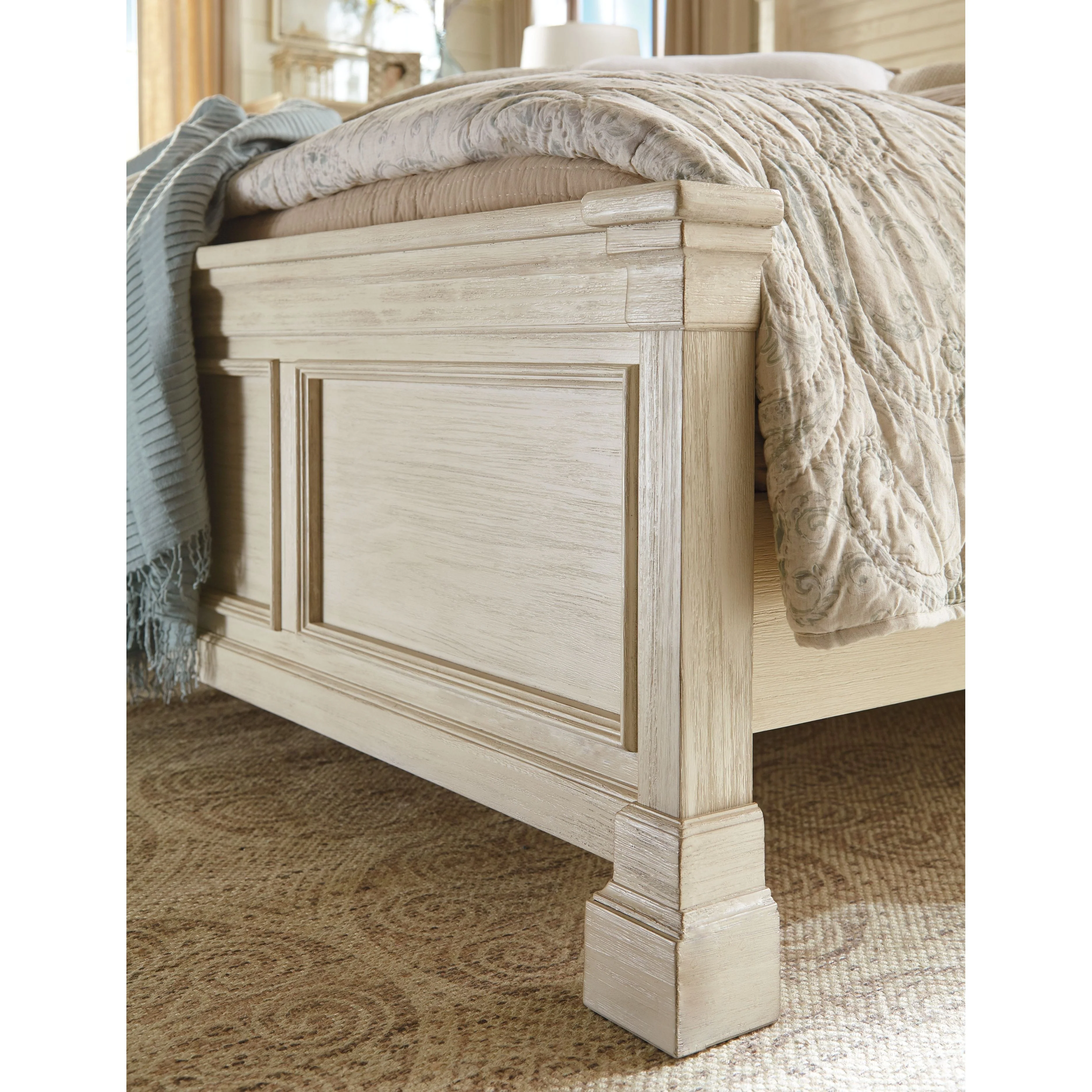 Bolanburg - Antique White - King Panel Bed - Lattice  Headboard - Image 5