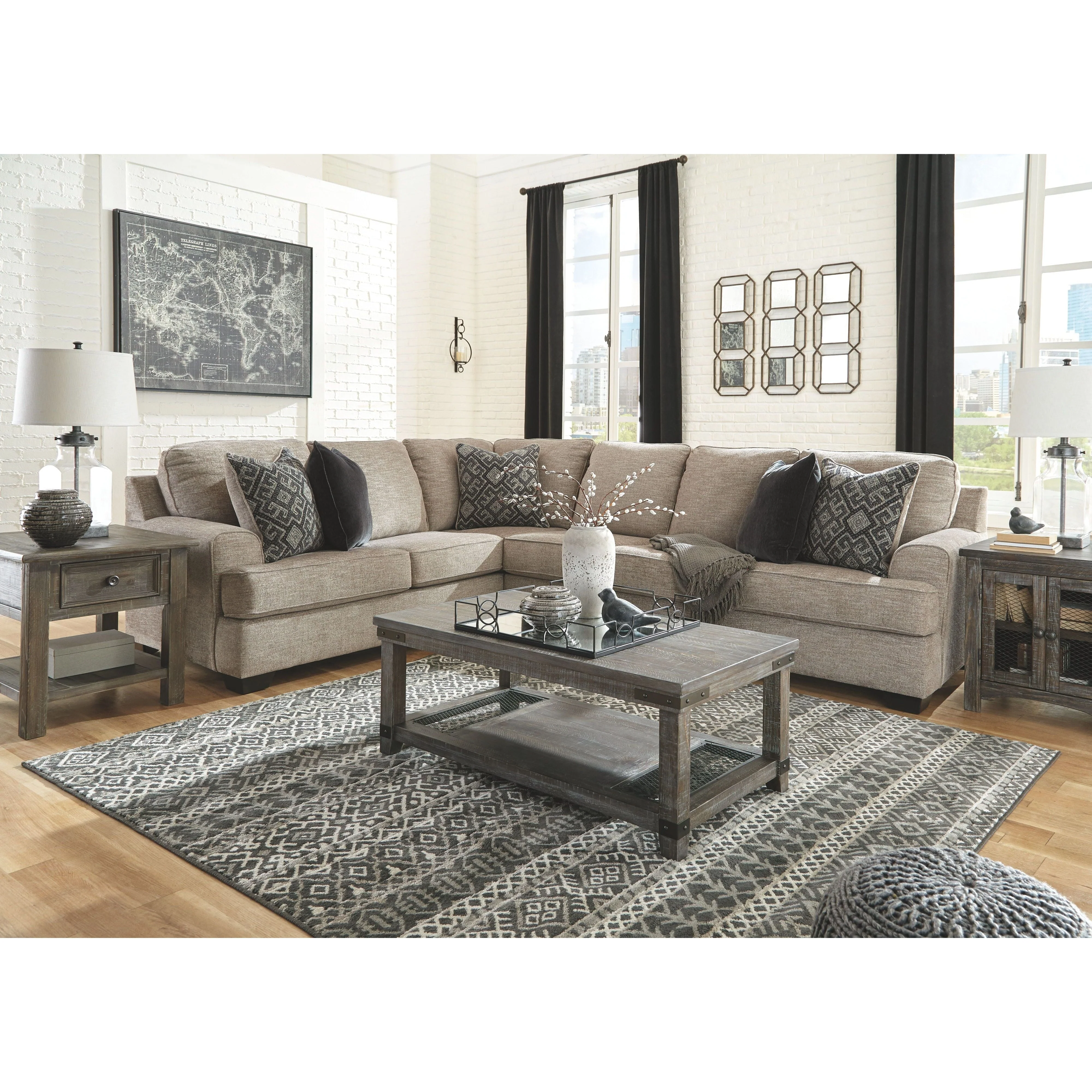 Ashley Bovarian Left Sofa 3 Piece Sectional in Stone - Image 5