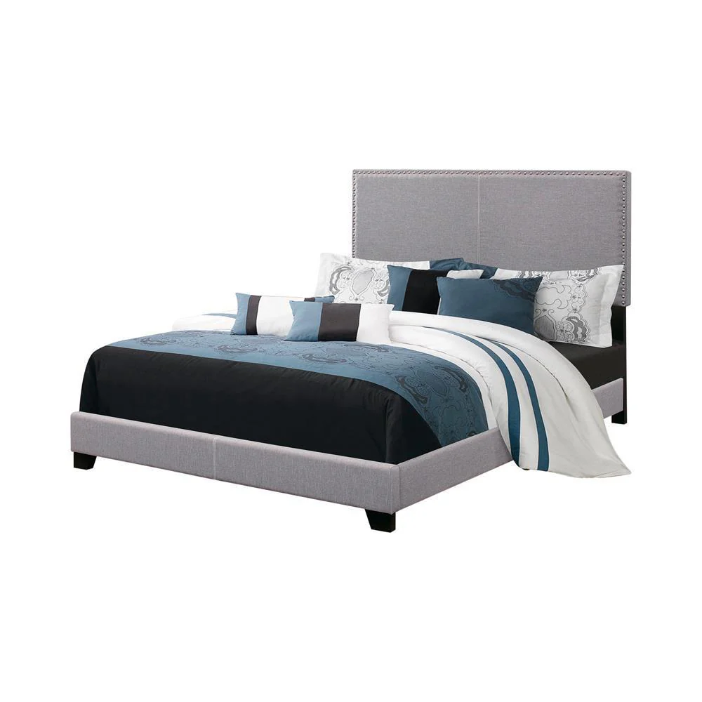 Boyd - Upholstered Bed - Twin Bed - Light Grey - Image 2