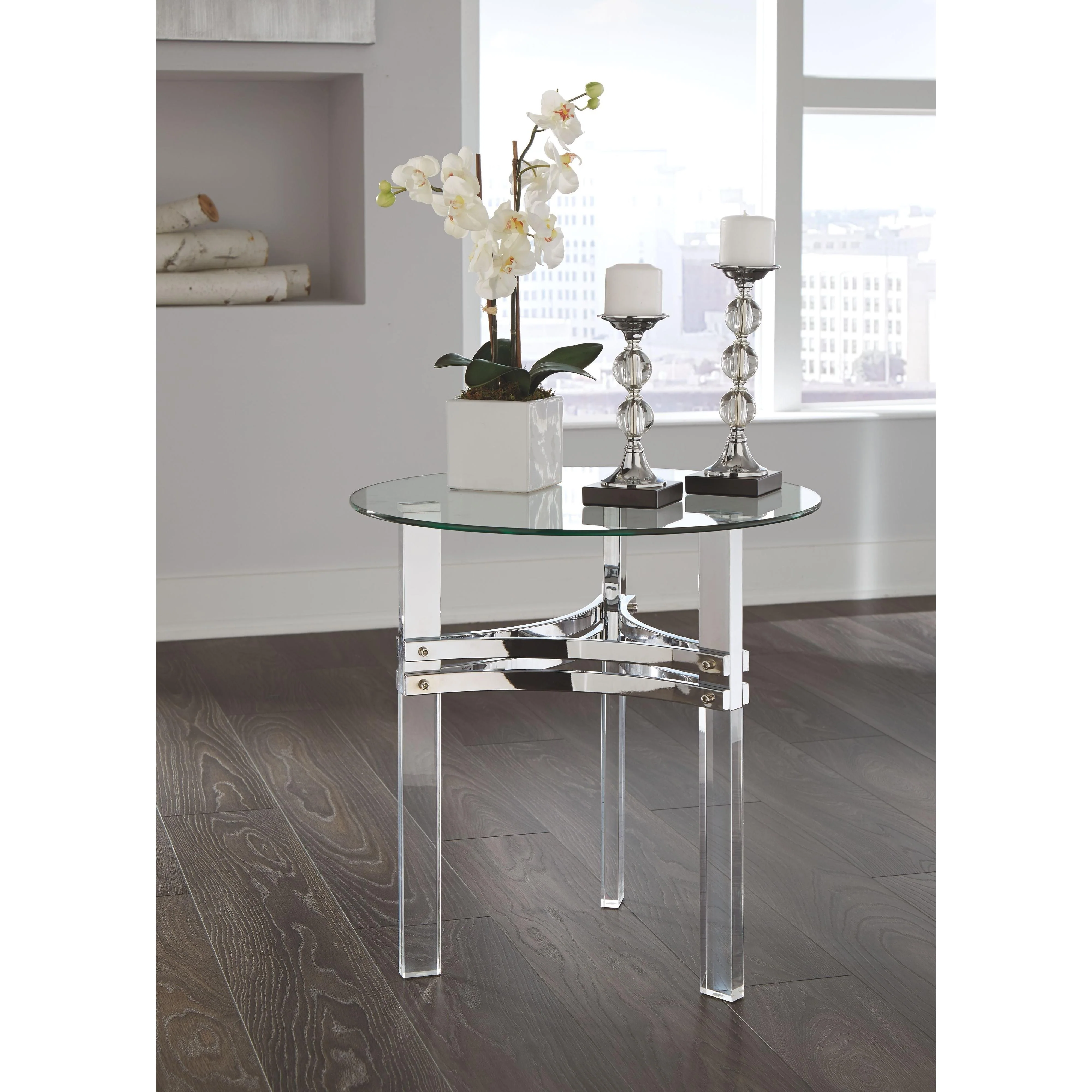 Braddoni - Chrome Finish - Round End Table - Image 5