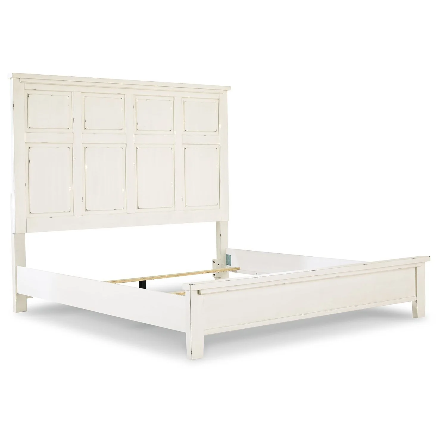 Braunter - Aged White - King Panel Bed - Image 13
