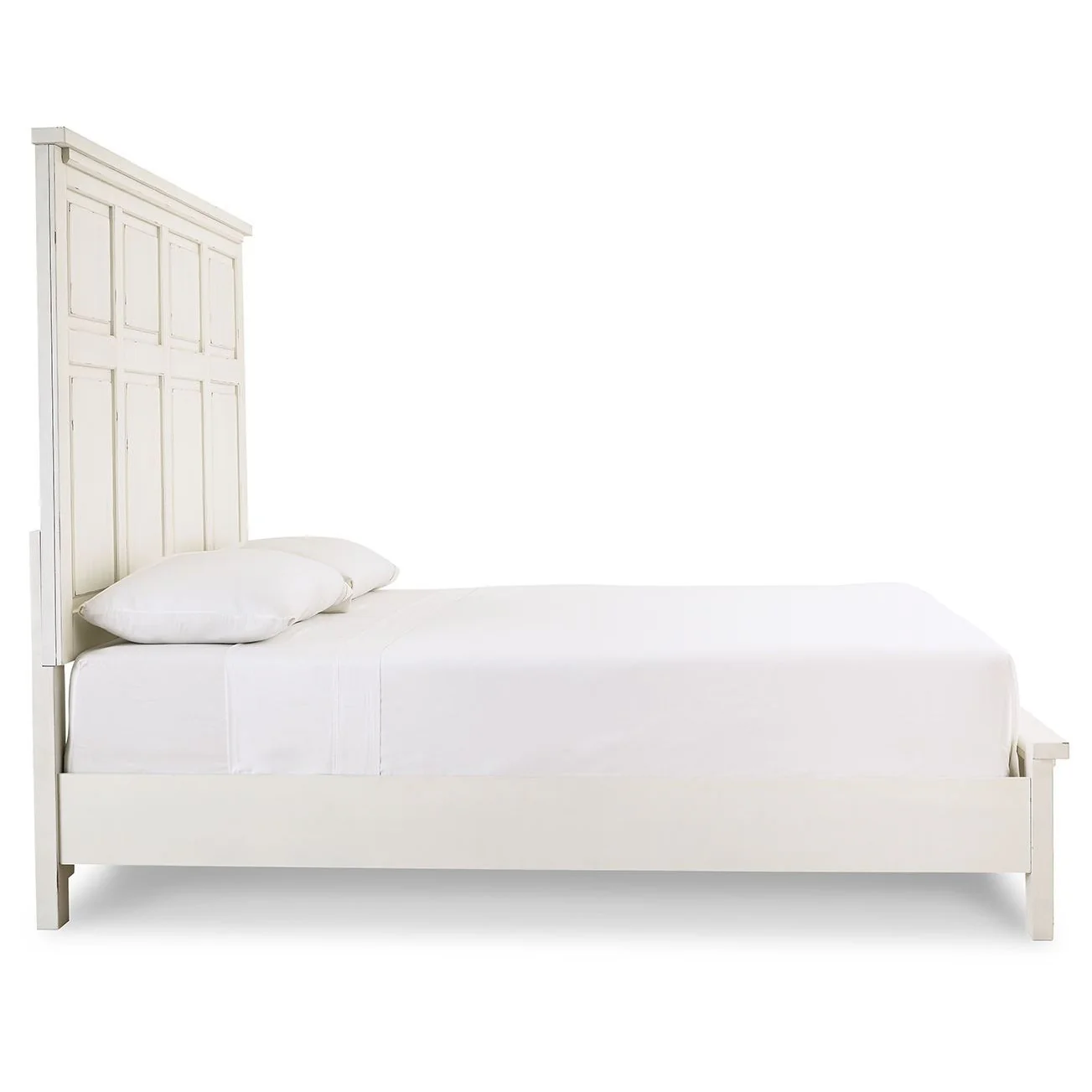 Braunter - Aged White - King Panel Bed - Image 15