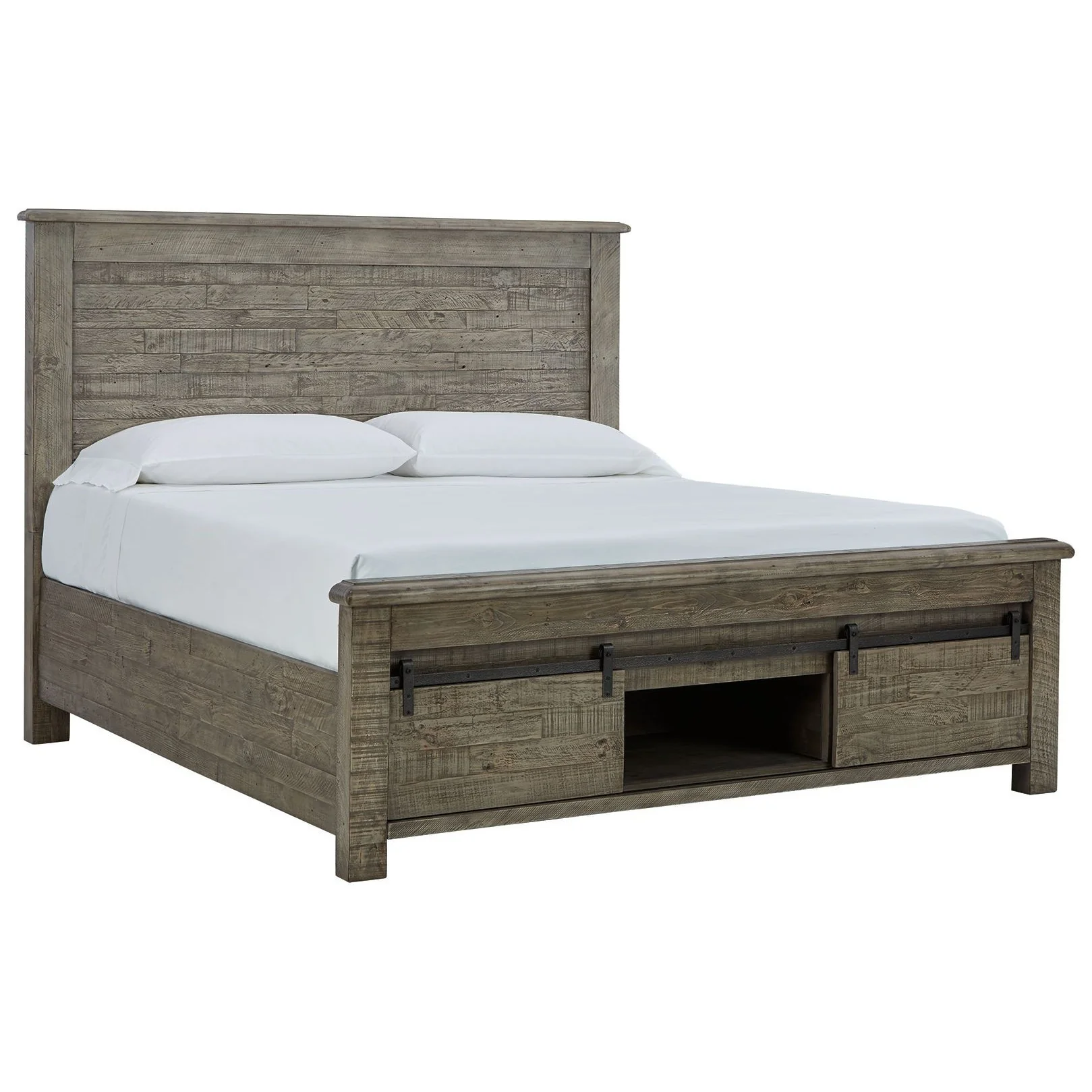 Brennagan - Gray - Queen Panel Bed With Footboard Storage - Image 2