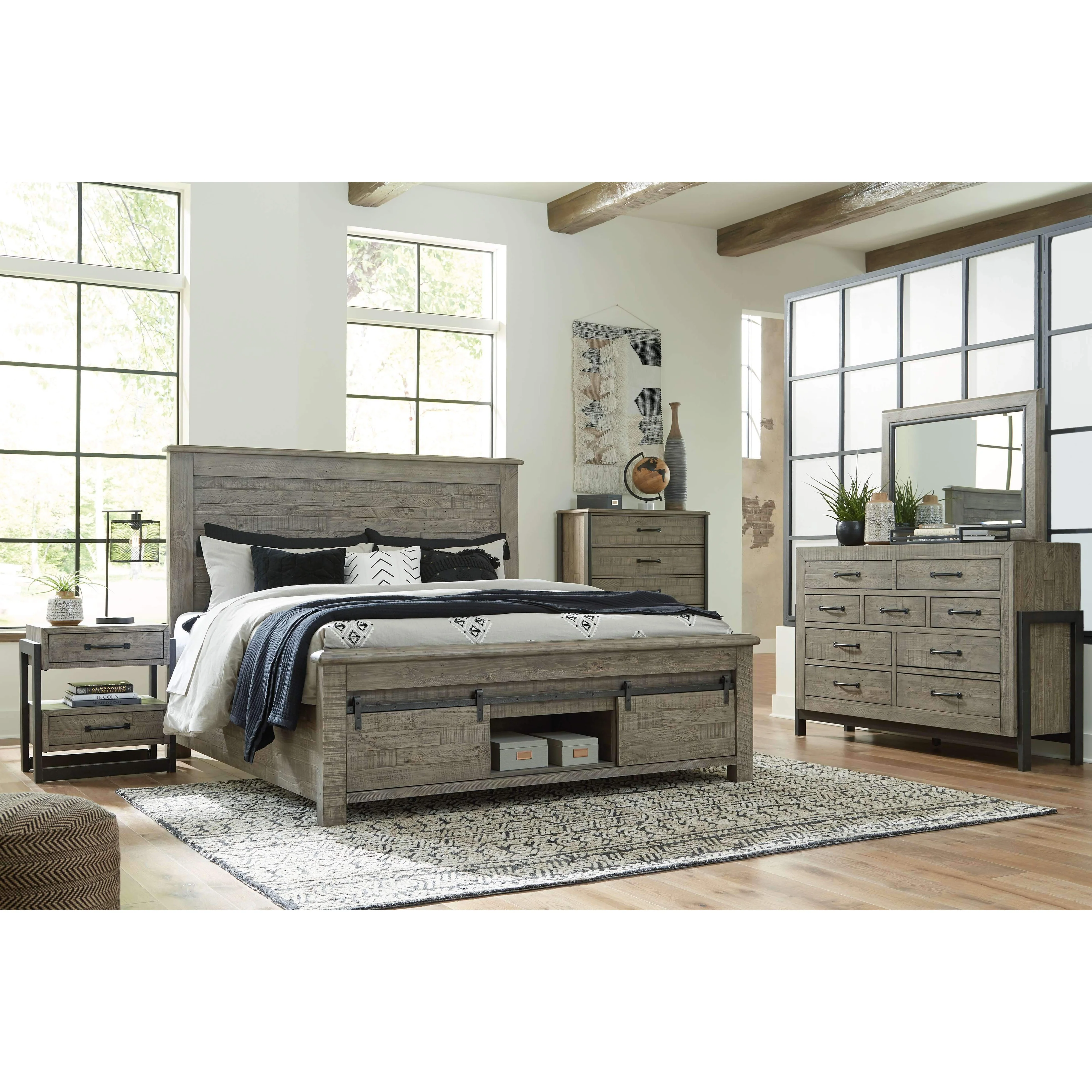 Brennagan - Gray - Queen Panel Bed With Footboard Storage - Image 5