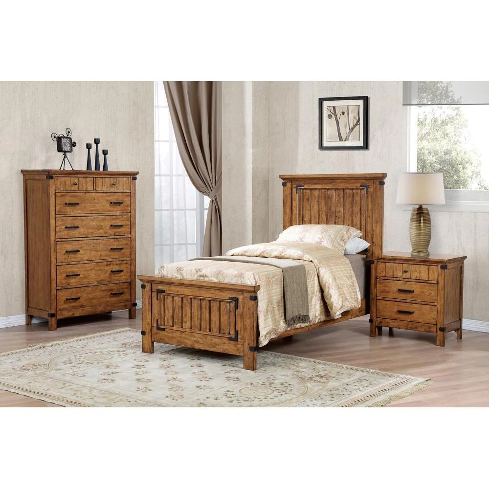 Brenner - Twin Bed - Wood - Light Brown - Image 2