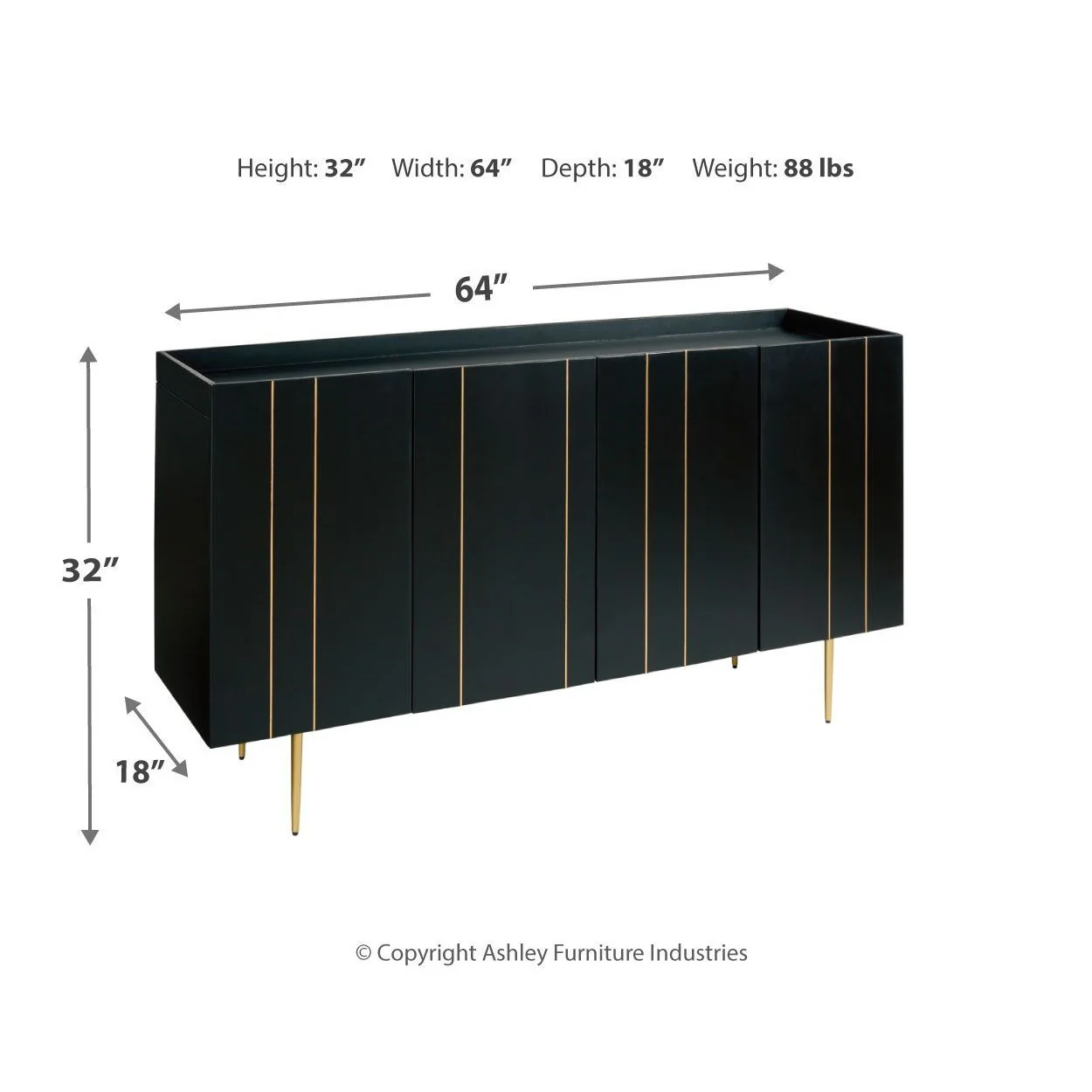 Brentburn - Black/gold Finish - Accent Cabinet - Image 4
