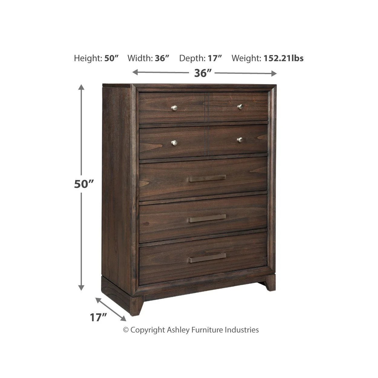 Brueban - Brown - Five Drawer Chest - Image 11