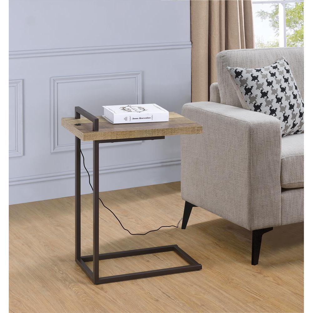 C-shape Accent Table - Light Brown