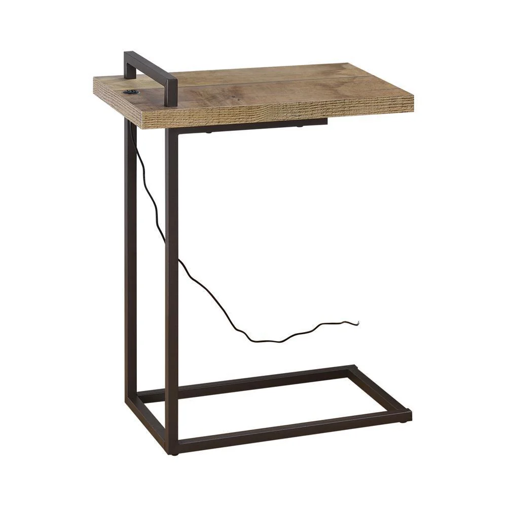 C-shape Accent Table - Light Brown - Image 2